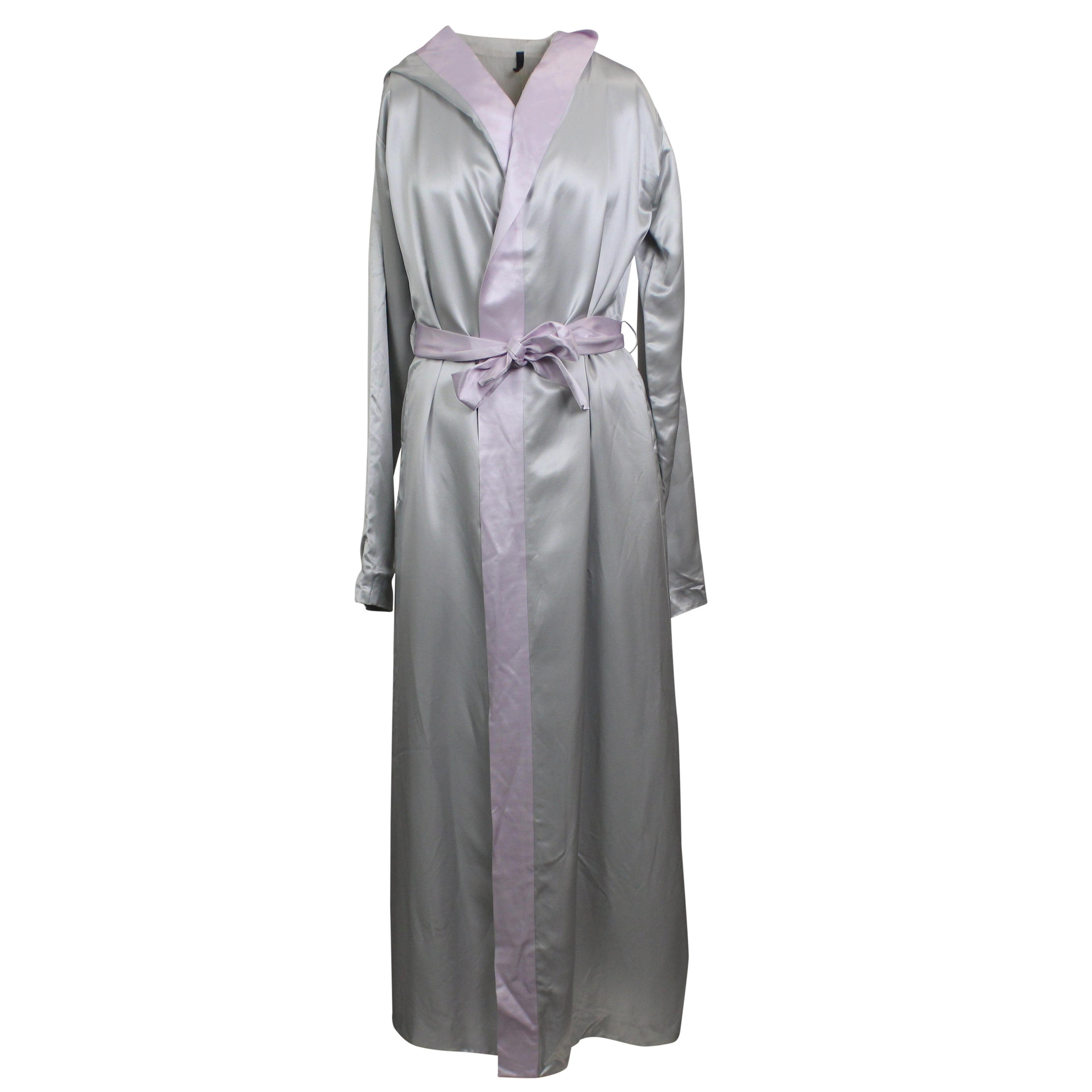 Light Gray Silk Long Boxing Robe Dress