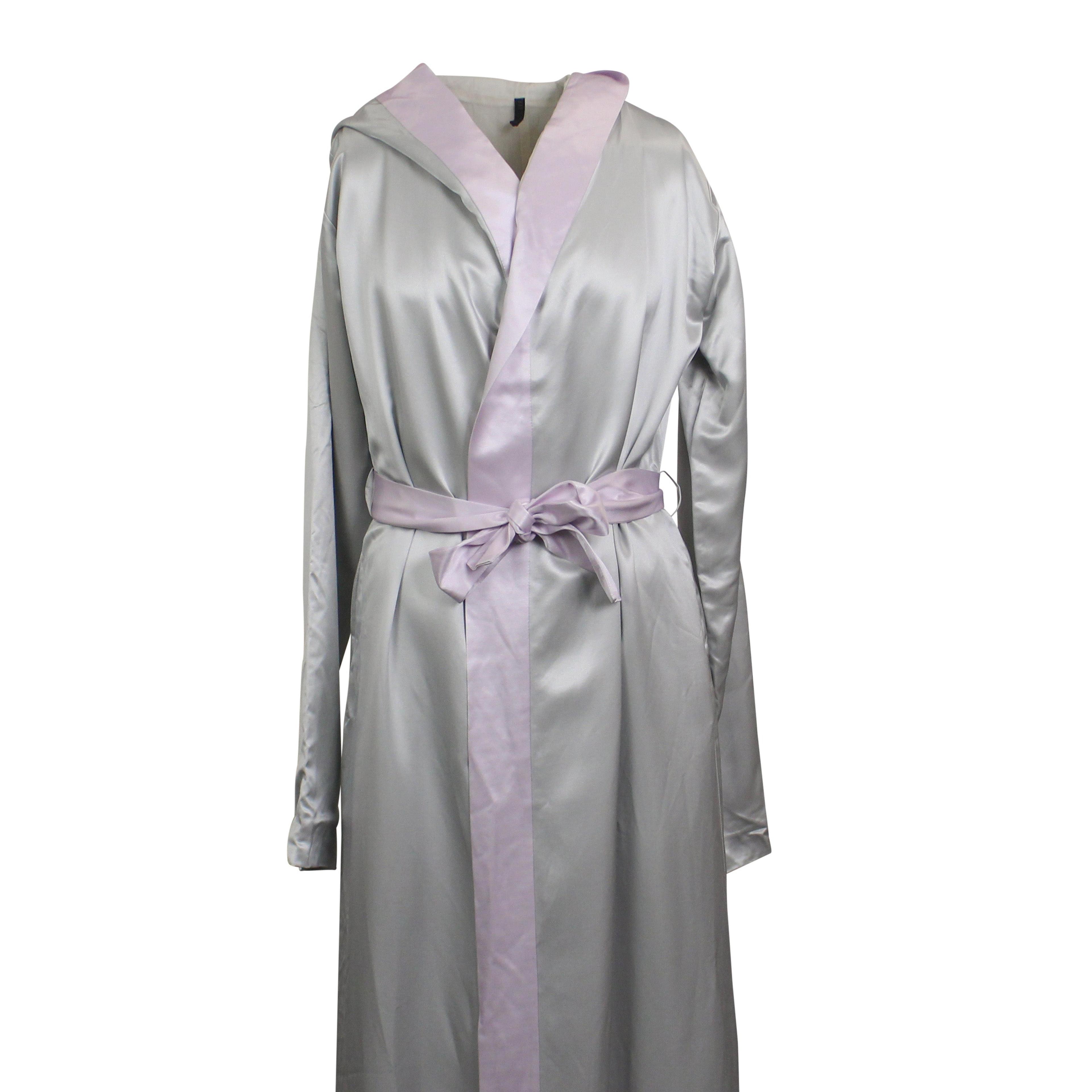 Alternate View 1 of Light Gray Silk Long Boxing Robe Dress