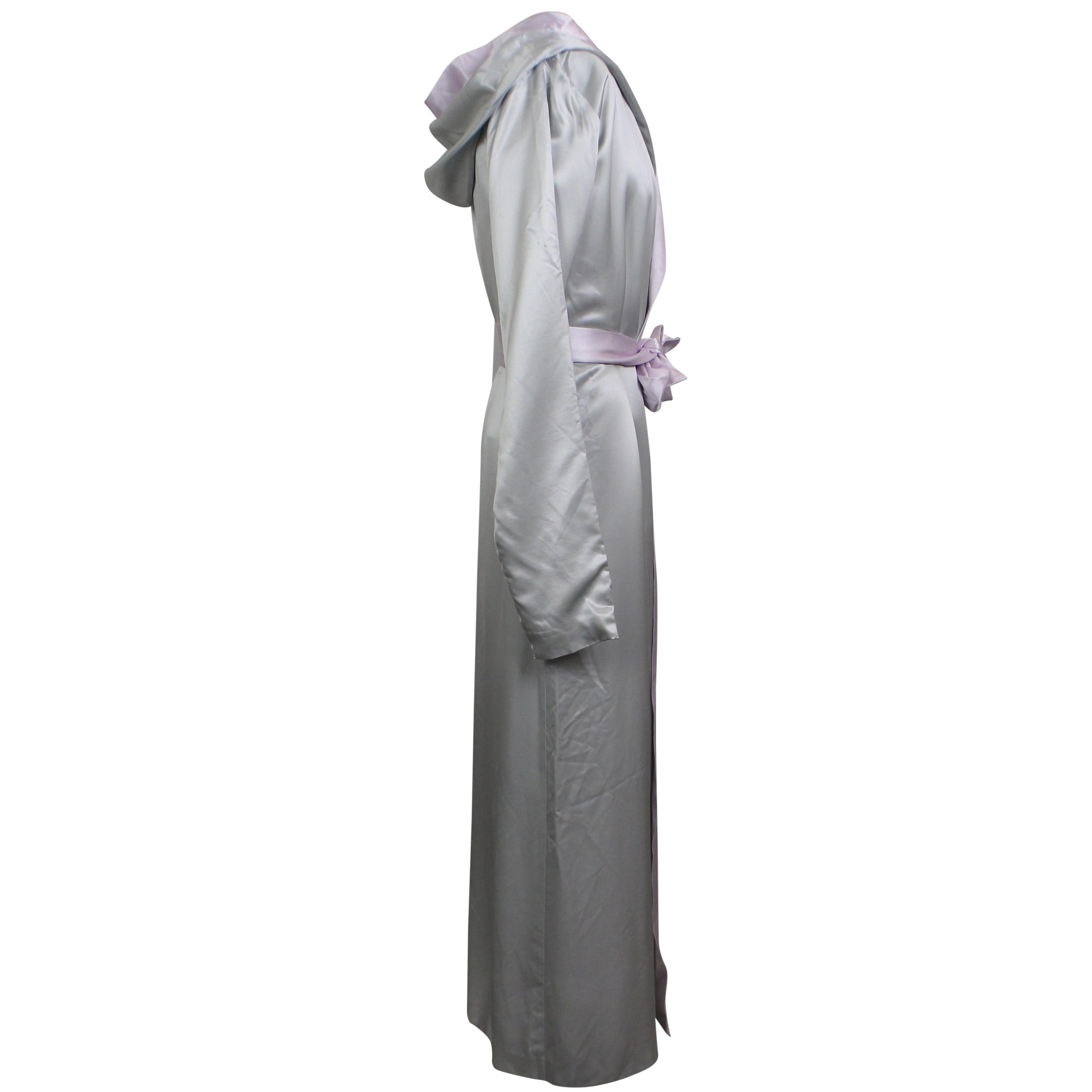 Alternate View 2 of Light Gray Silk Long Boxing Robe Dress