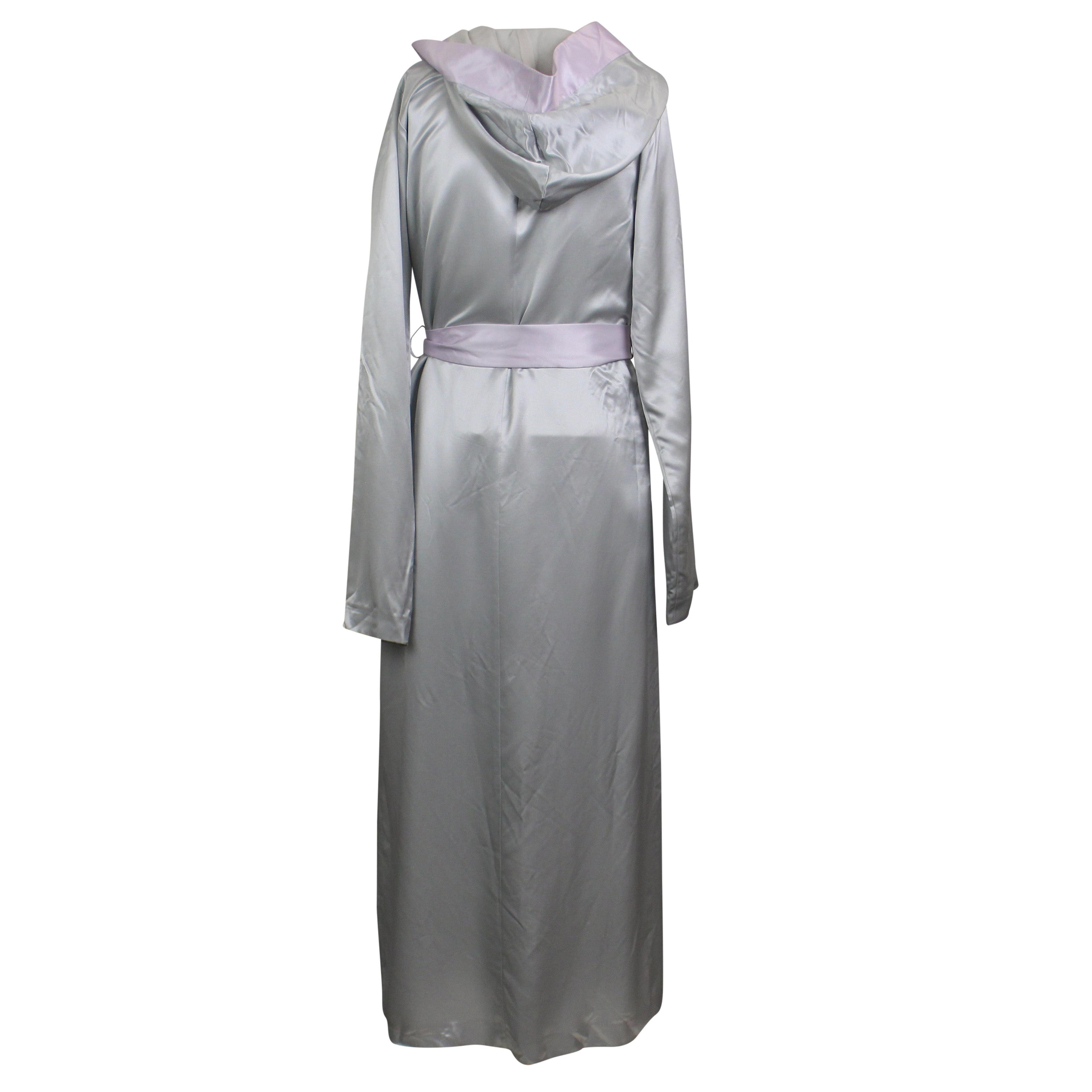 Alternate View 3 of Light Gray Silk Long Boxing Robe Dress