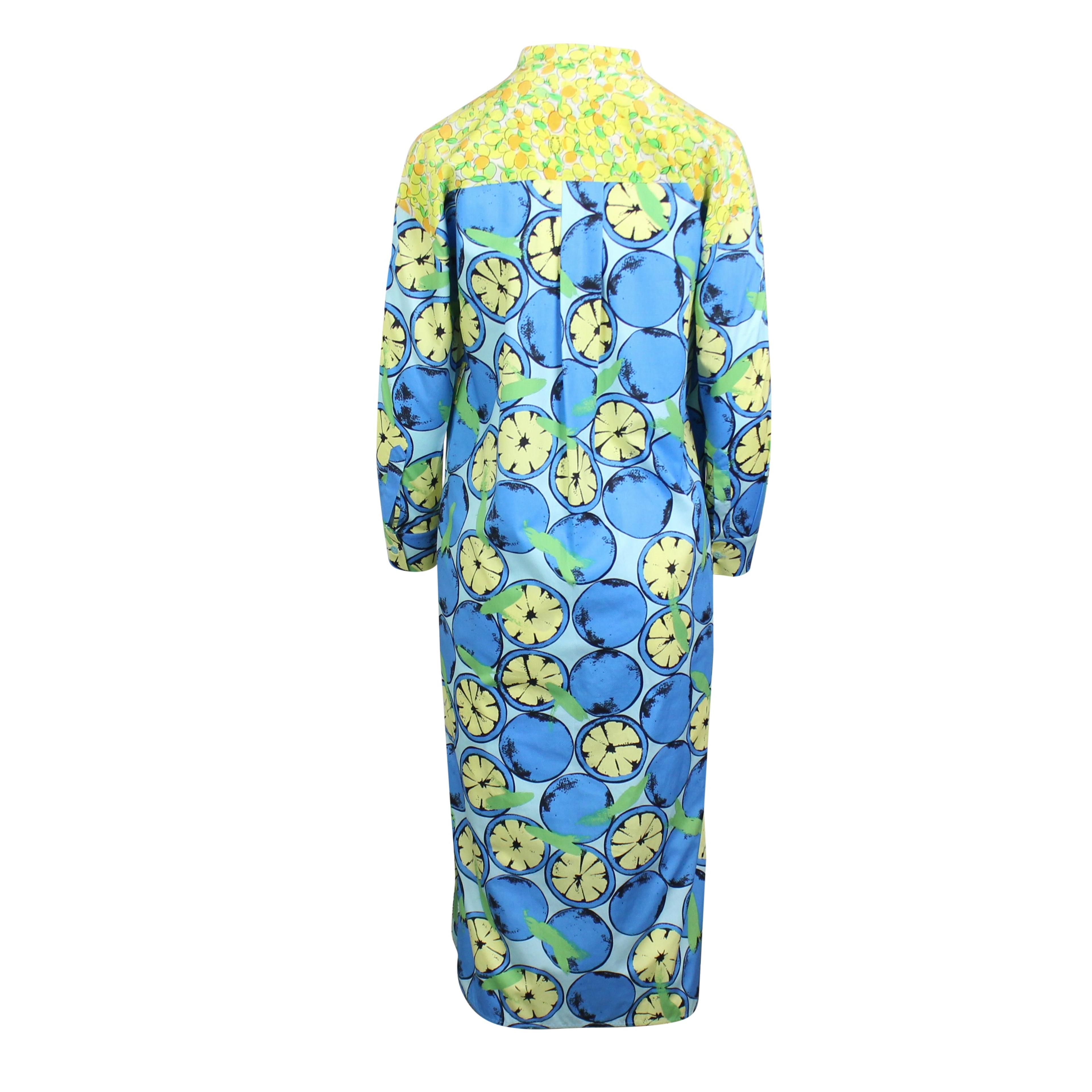 Alternate View 3 of Multi Lemon Print Silk Pleated Bib Dress