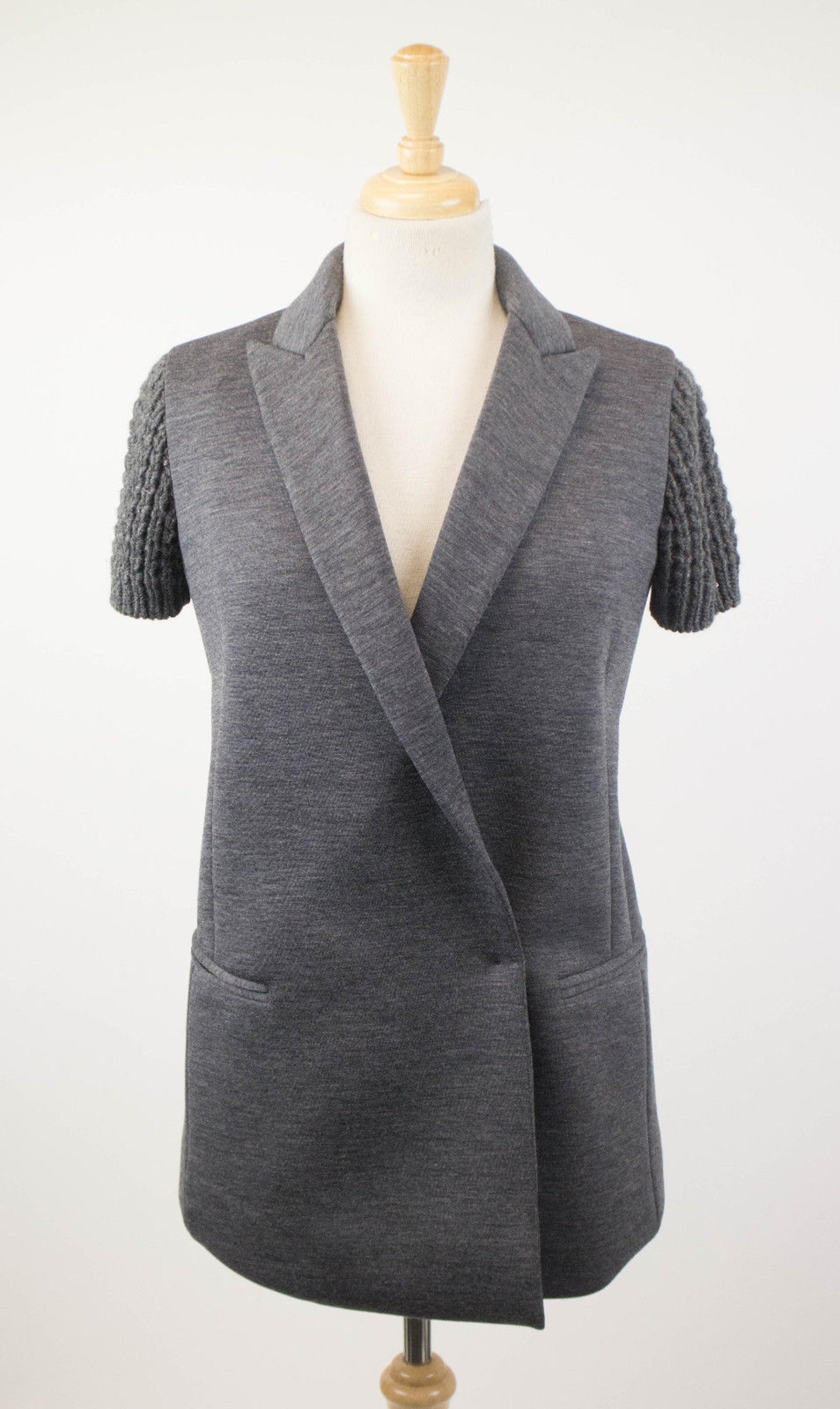 Woman's Gray Wool Blend W/ Sequins Blazer