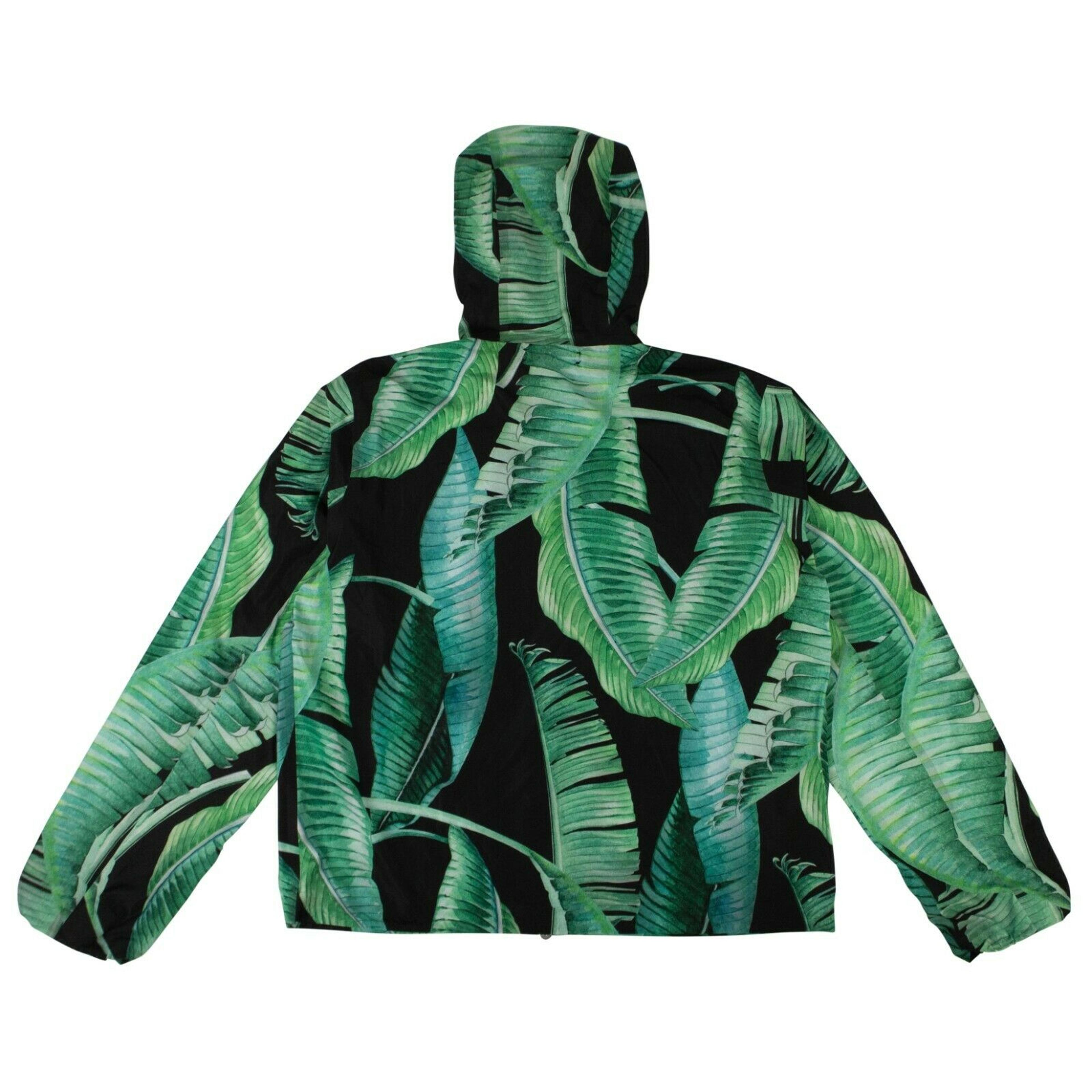 Alternate View 1 of Green And Black Nylon 'Banana Leaves' Hooded Jacket