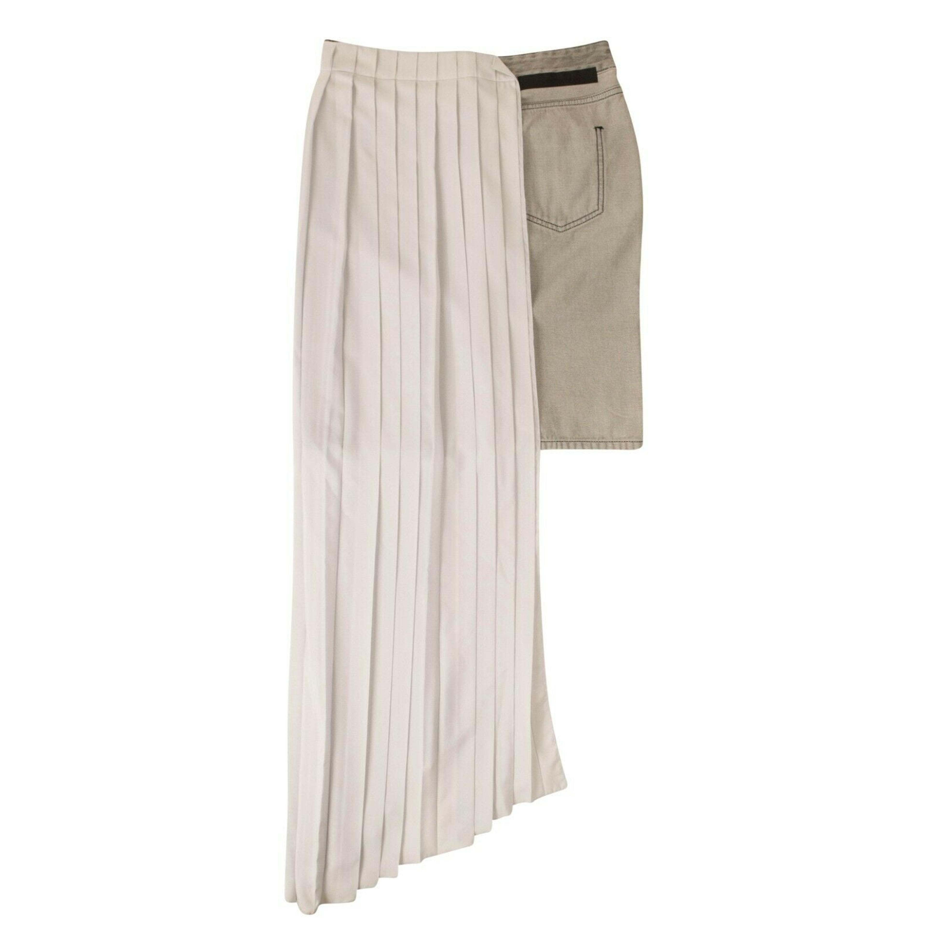 Alternate View 1 of Denim And White Asymmetric Panel Jean Skirt