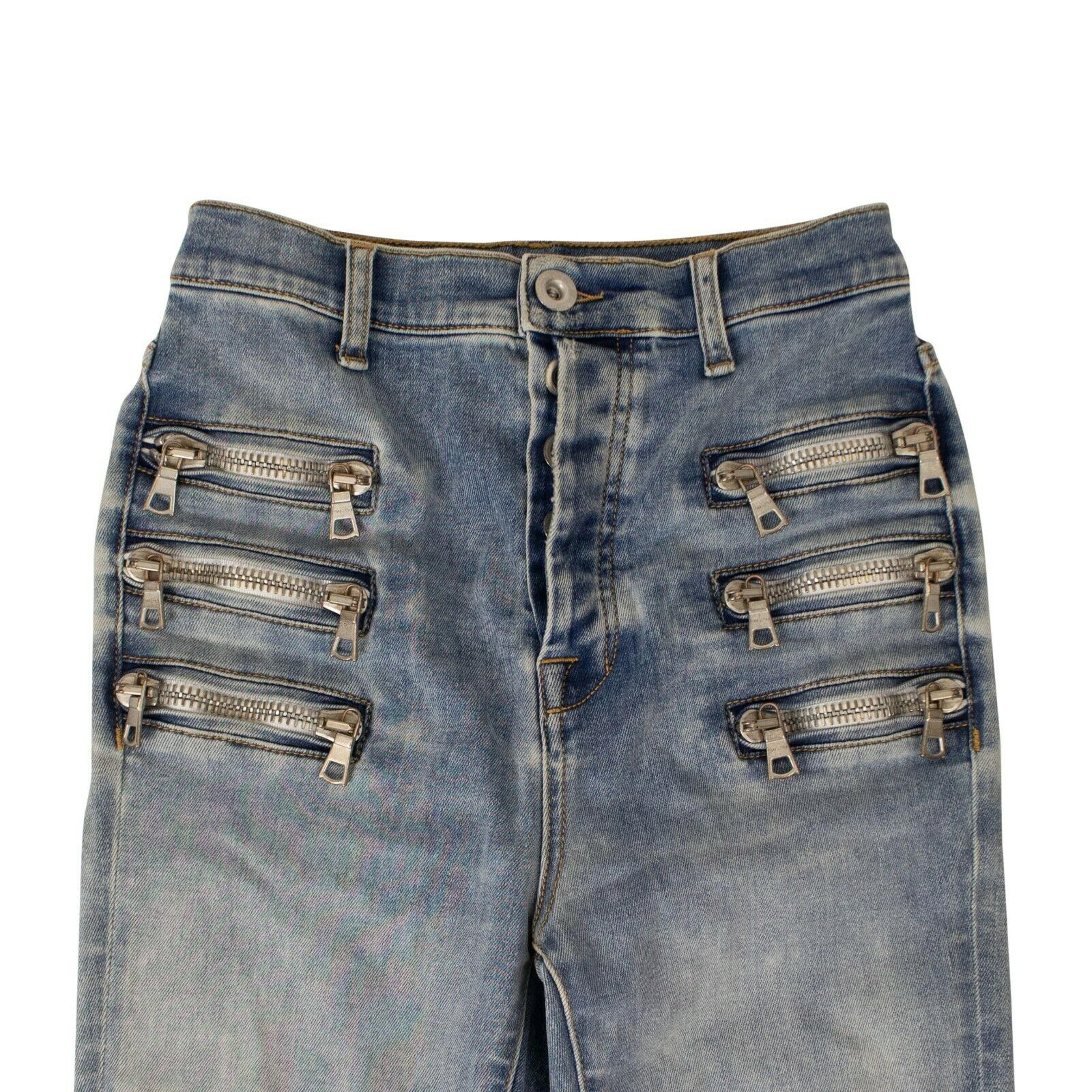 Alternate View 1 of Unravel Project Zip-Embellished Skinny Jeans - Denim