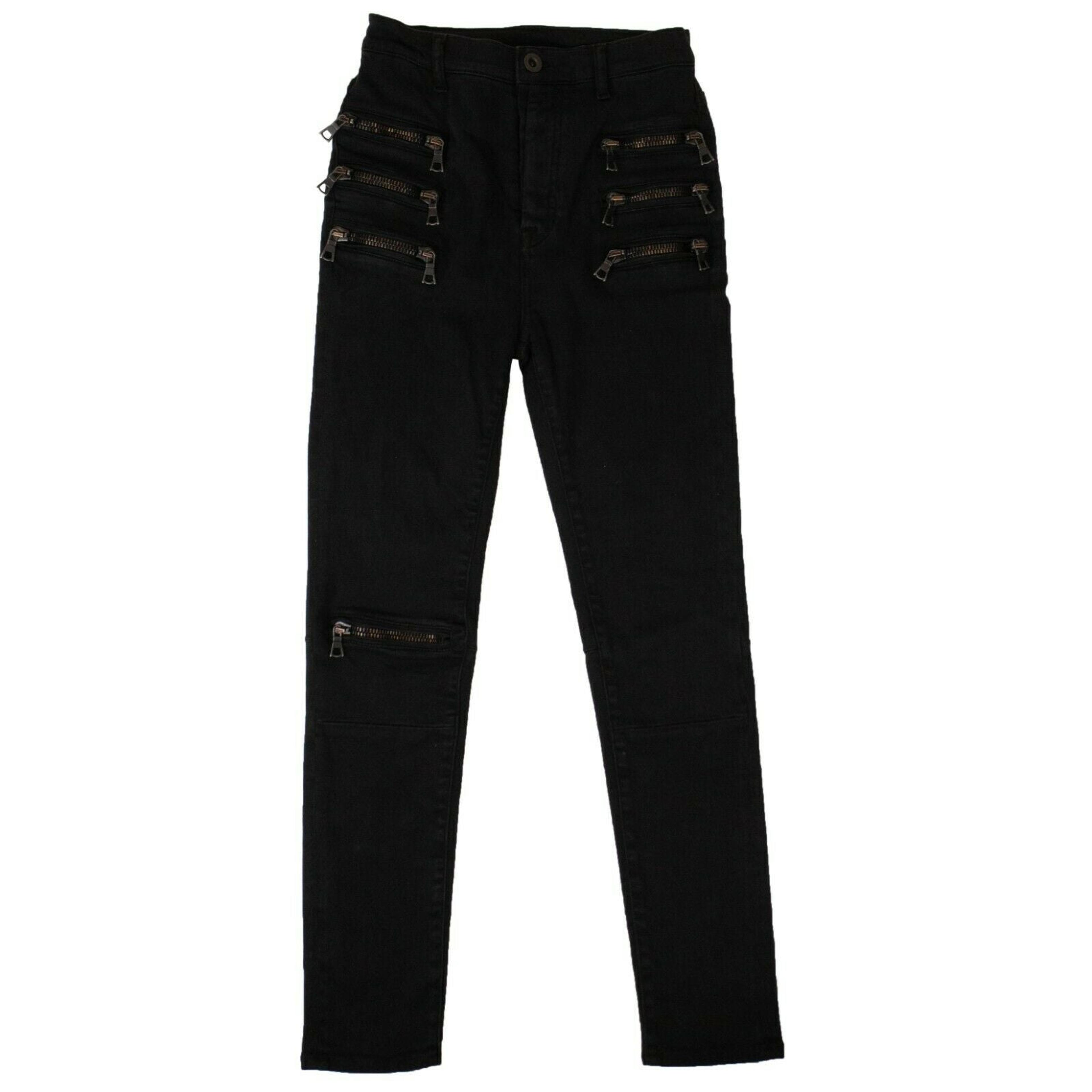- Black Multi Zip Skinny Jeans