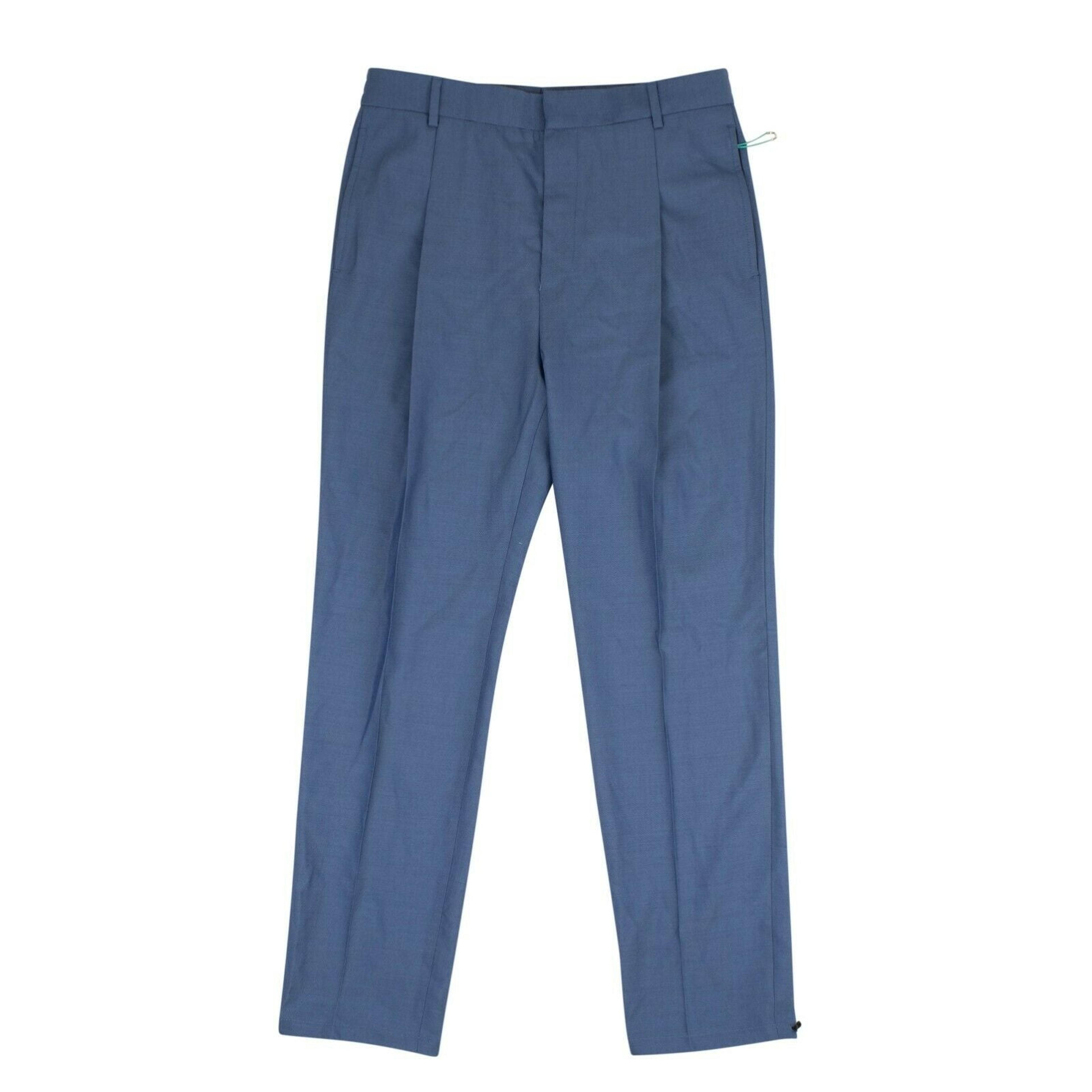 Men's Blue Pleated Pants
