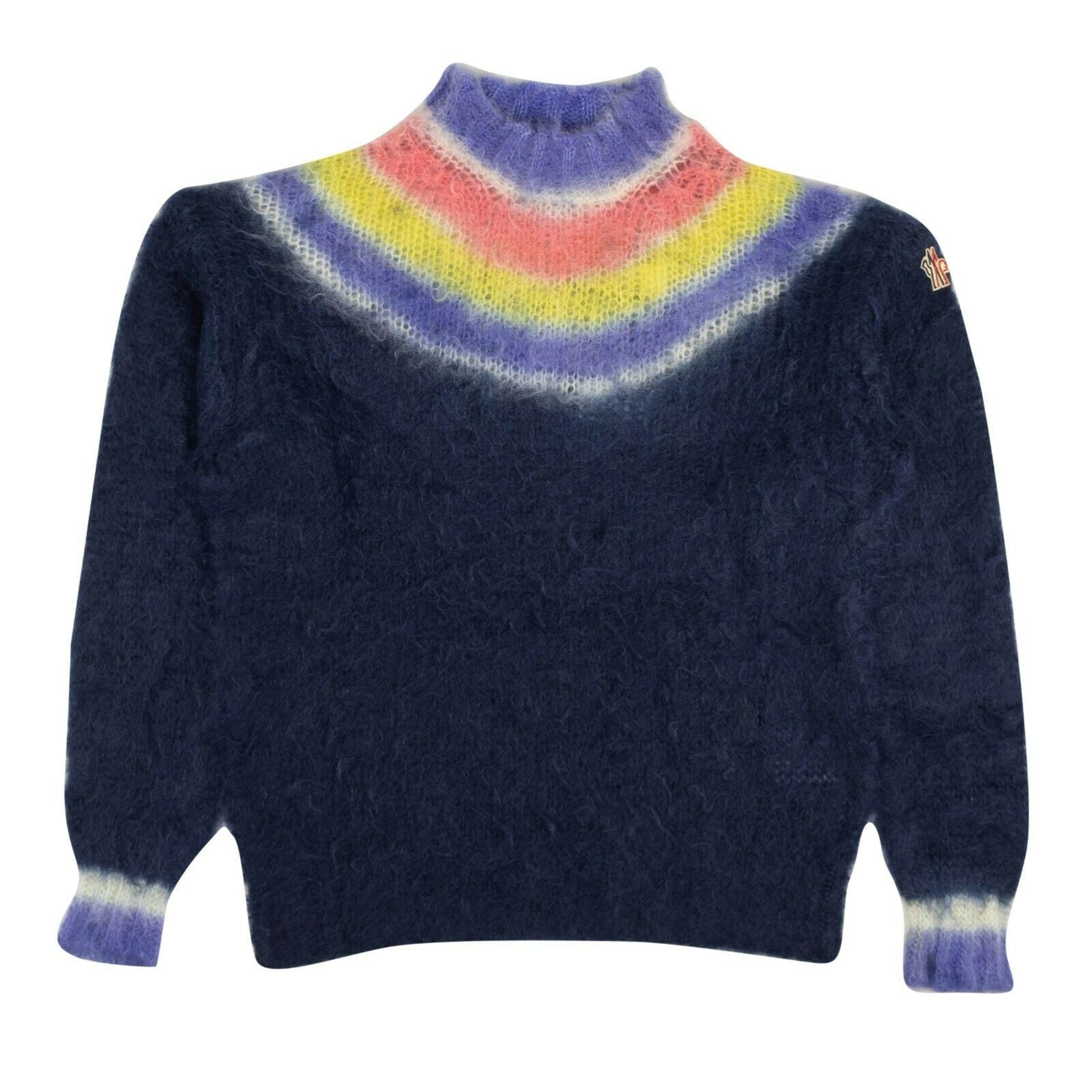 Blue Mohair Blend Multicolor Pullover Sweater