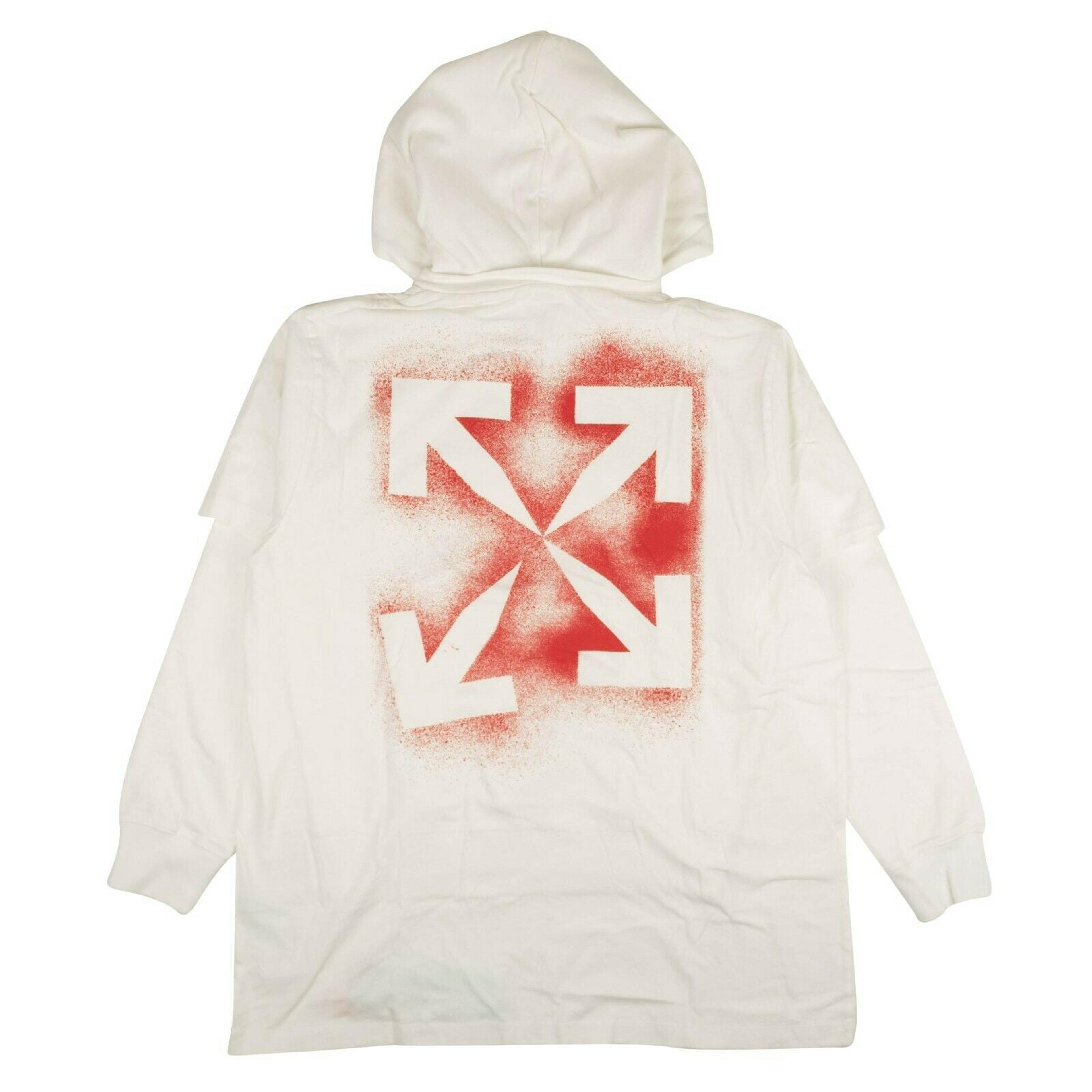 Alternate View 1 of White Stencil Double Tee Hoodie