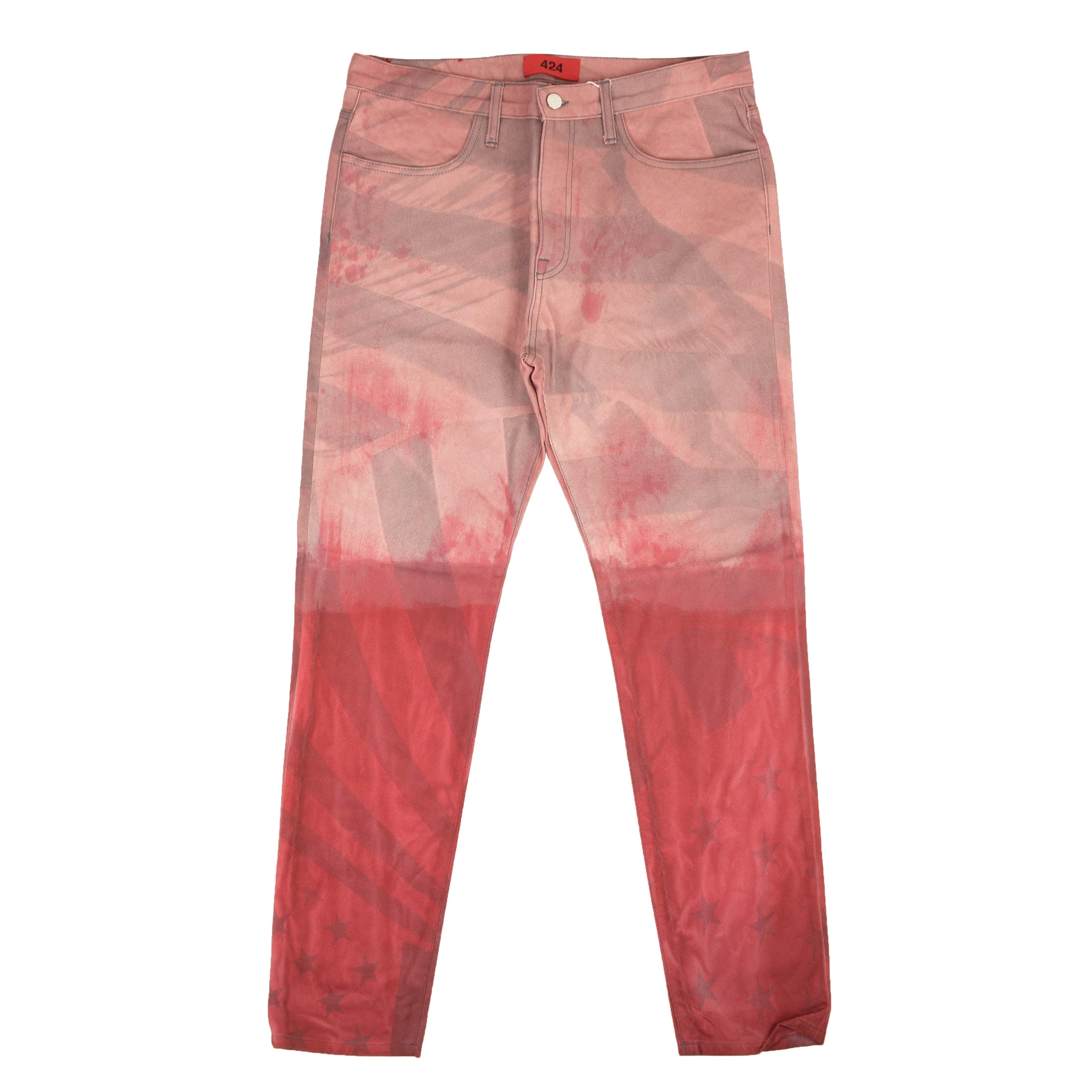 Red Dip American Flag Straight Fit Jeans
