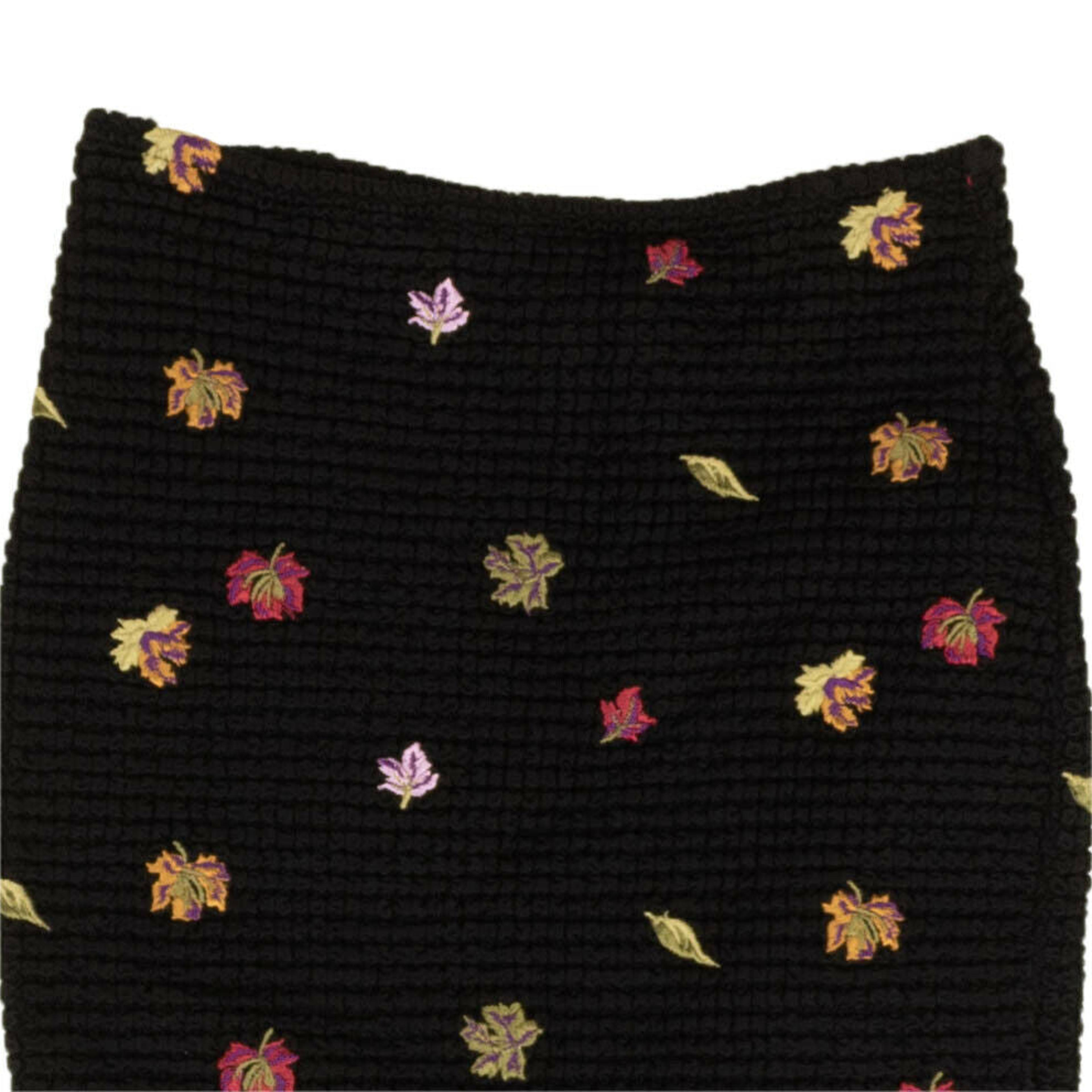 Alternate View 2 of Black Embroidered Leaves Skirt