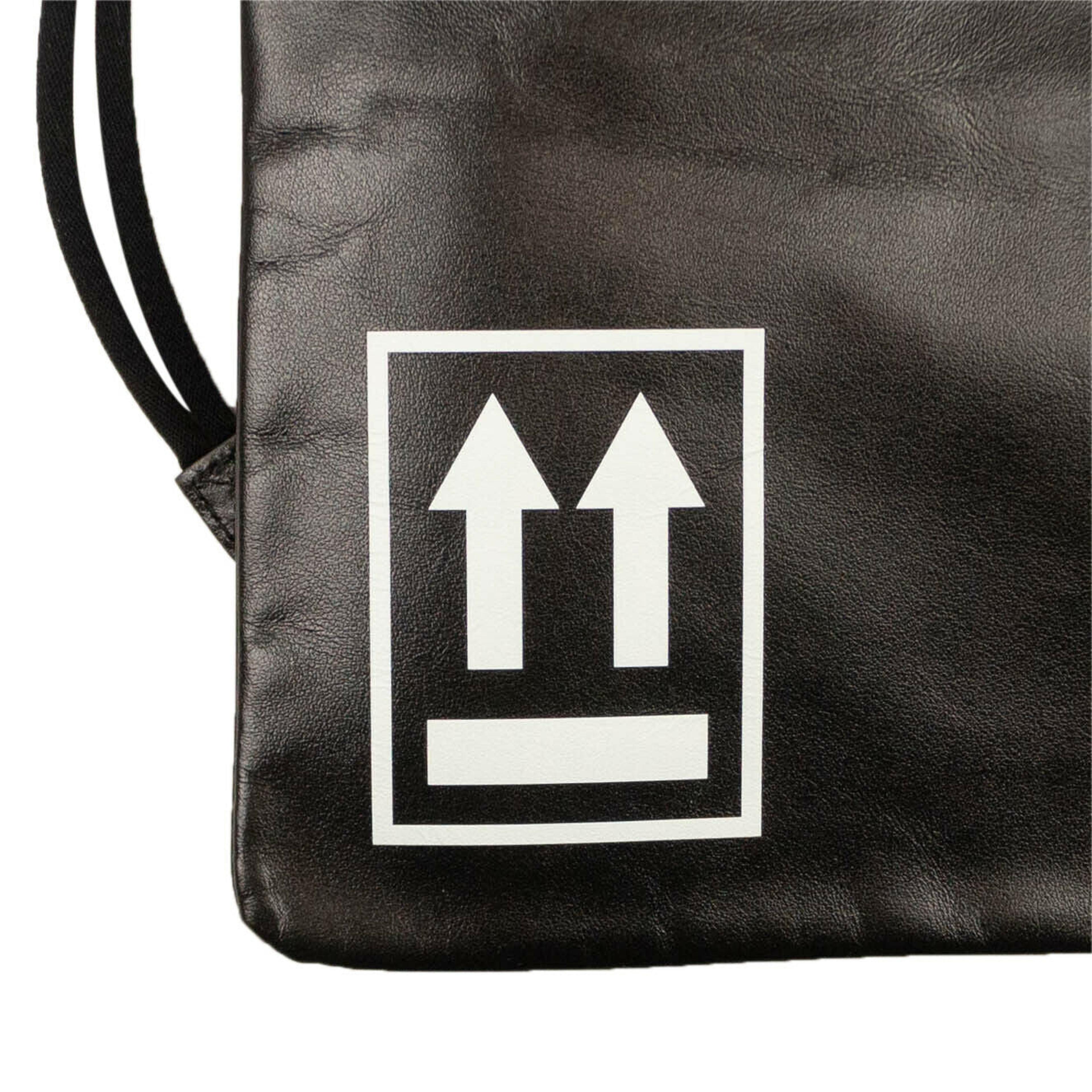 Alternate View 2 of Black Leather Drawstring Bag