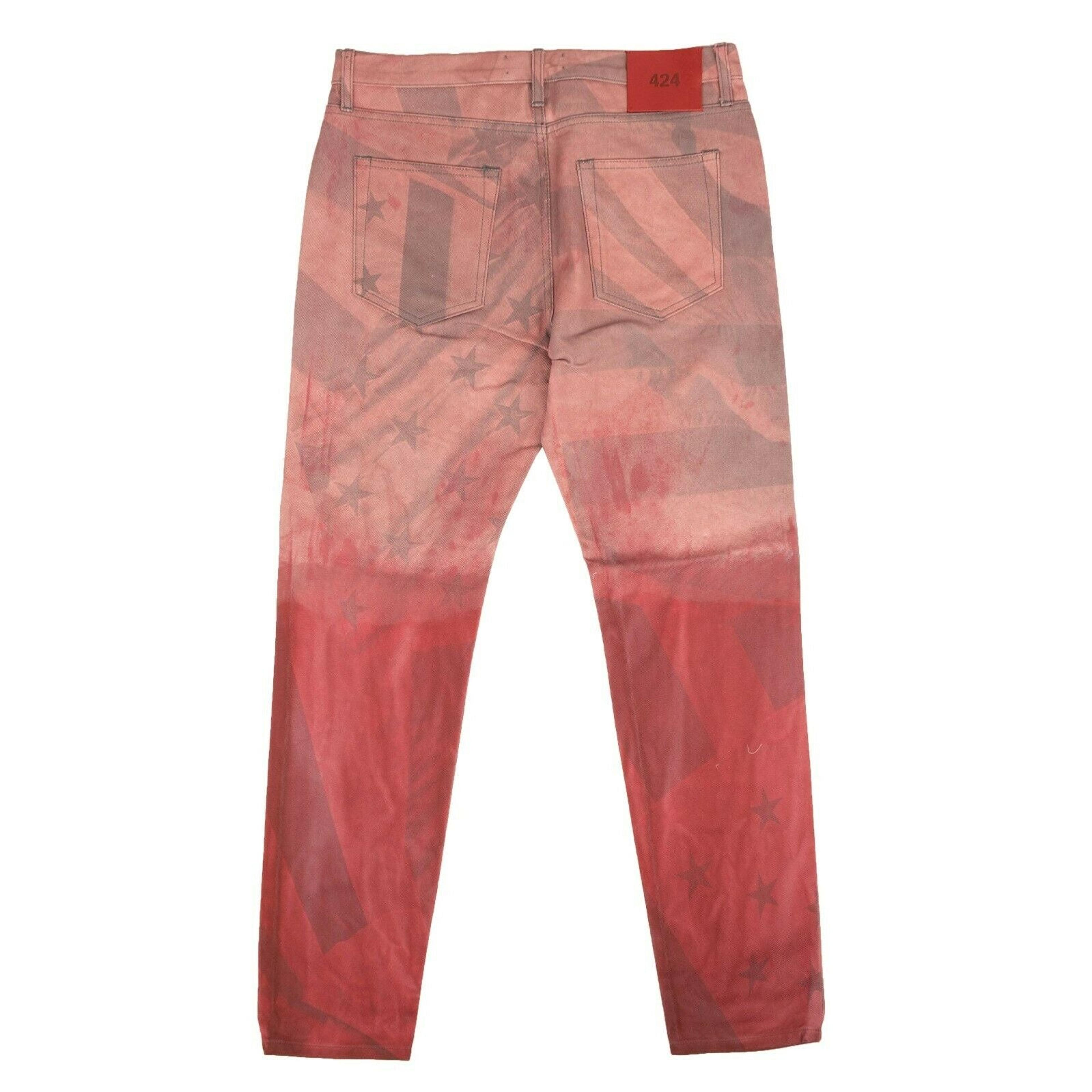 Alternate View 1 of Red Dip American Flag Straight Fit Jeans