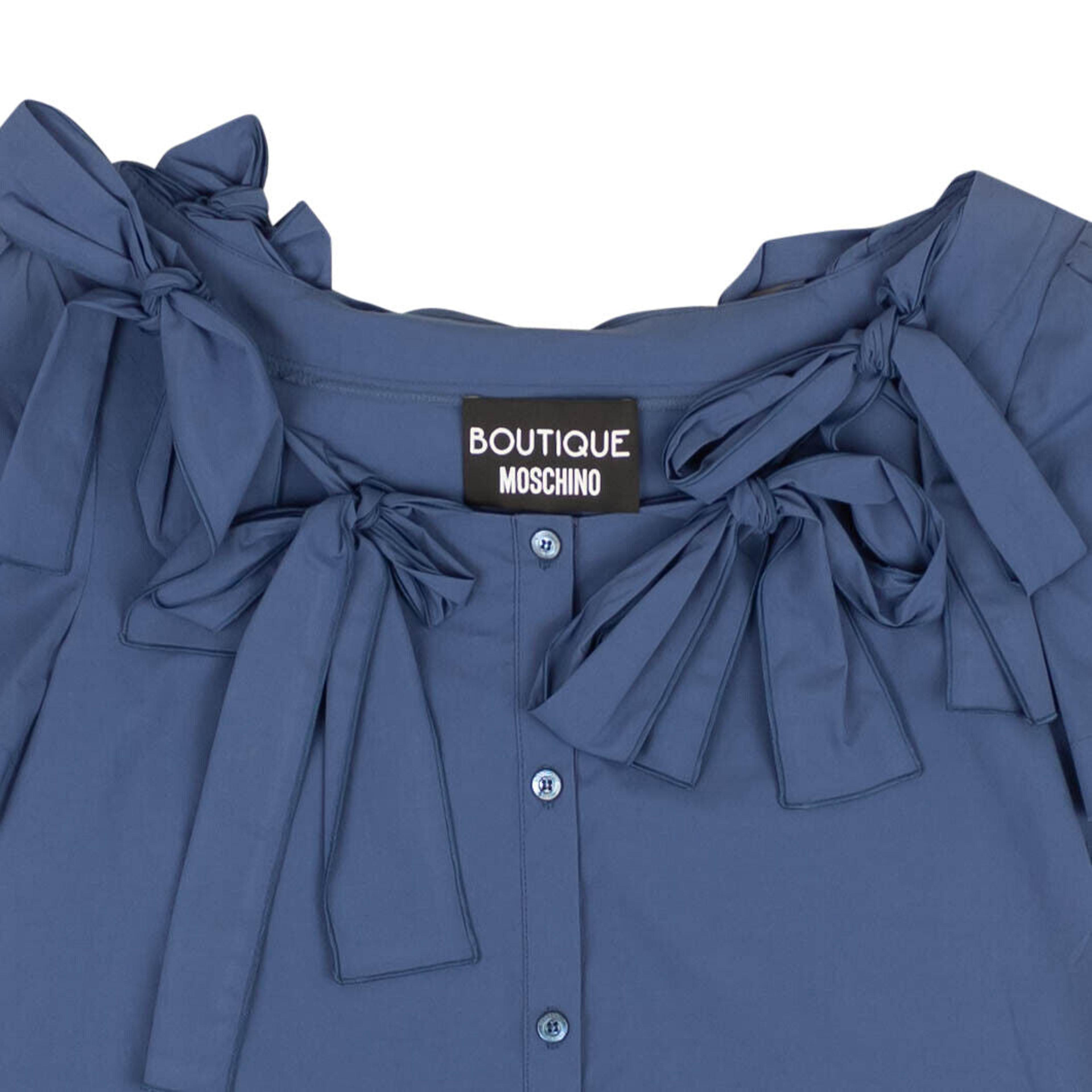 Alternate View 2 of Blue Bow Accented Short Sleeve Blouse