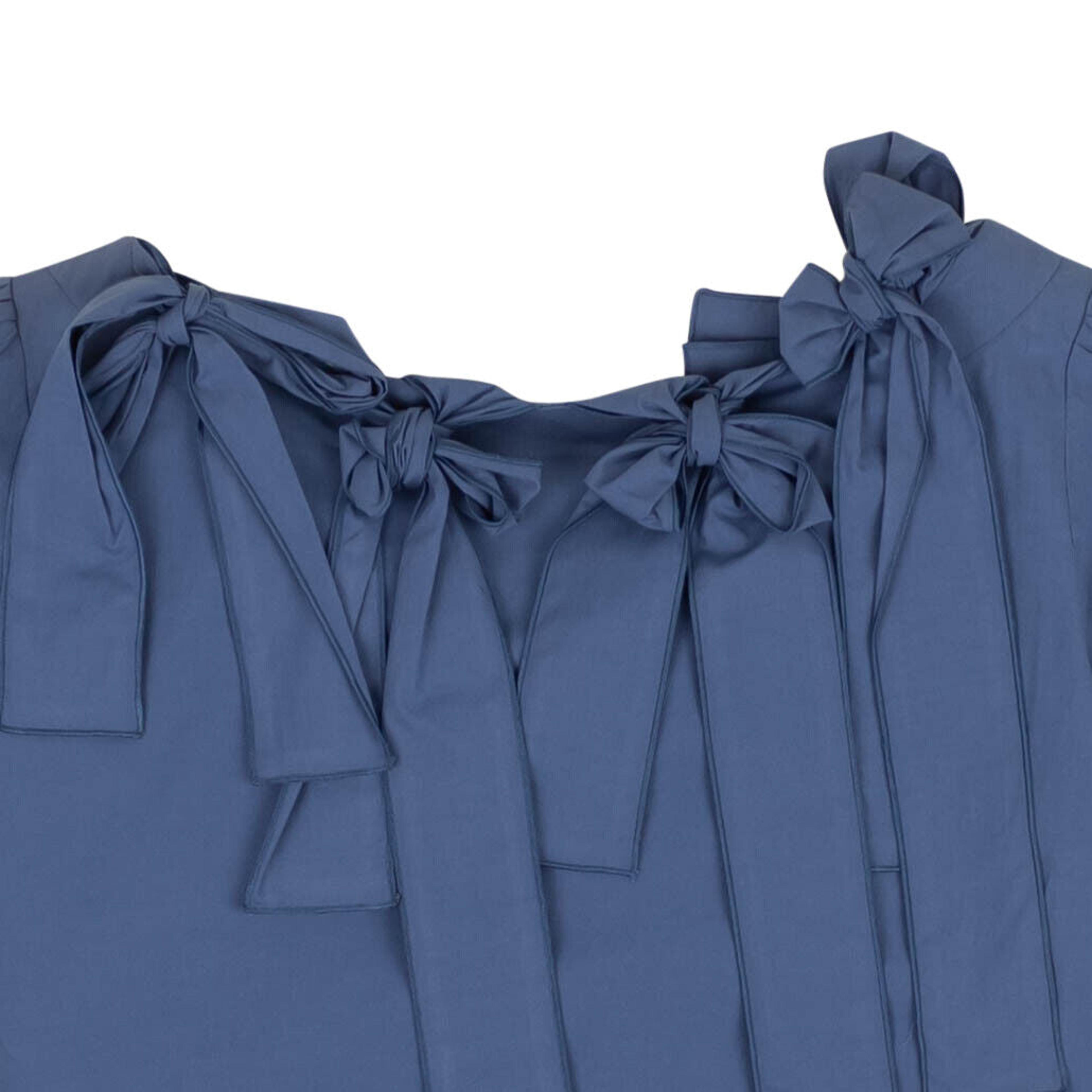 Alternate View 3 of Blue Bow Accented Short Sleeve Blouse