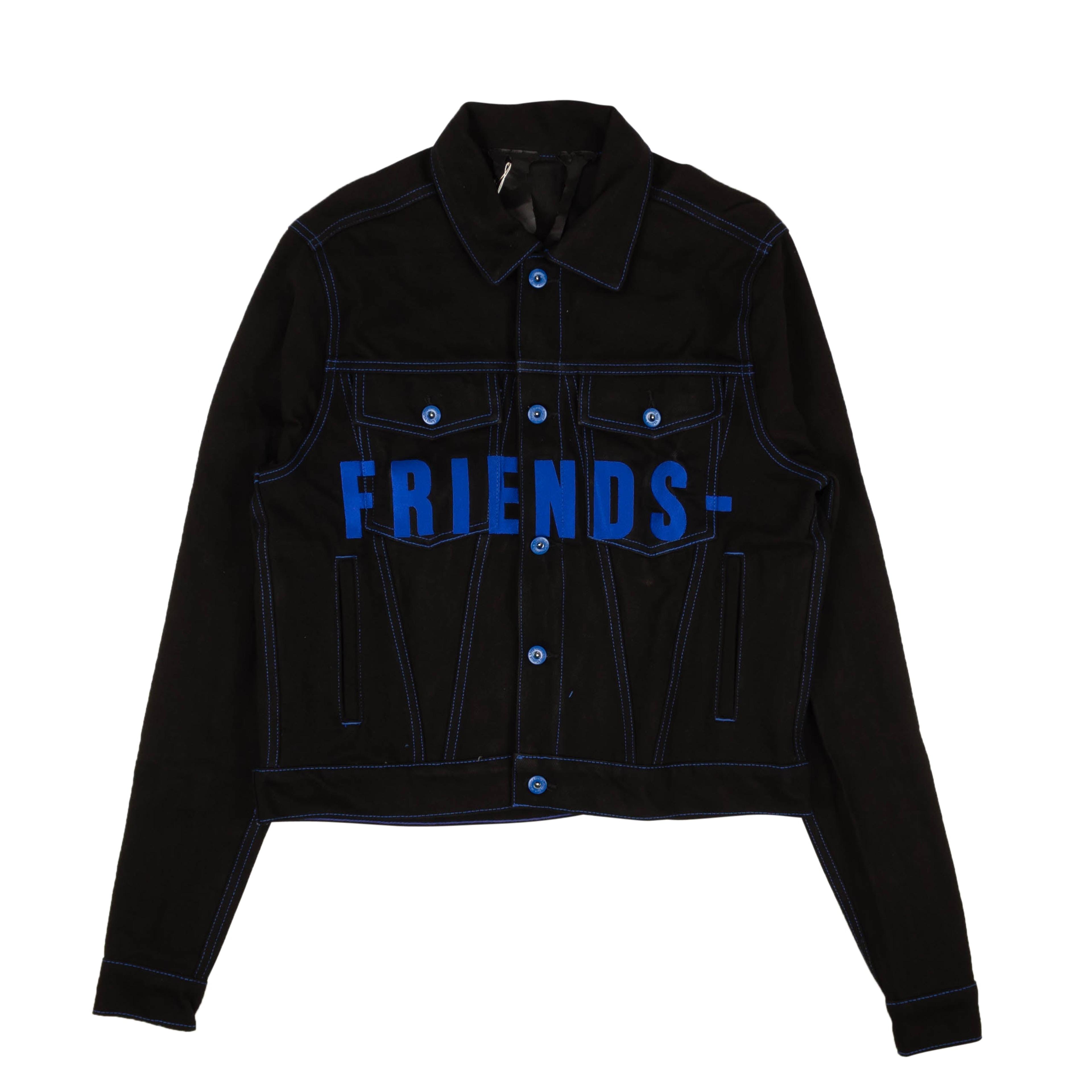 FreindsDenimJacket_Blue Black/Blue Vlone Friends Embroidery V Gr