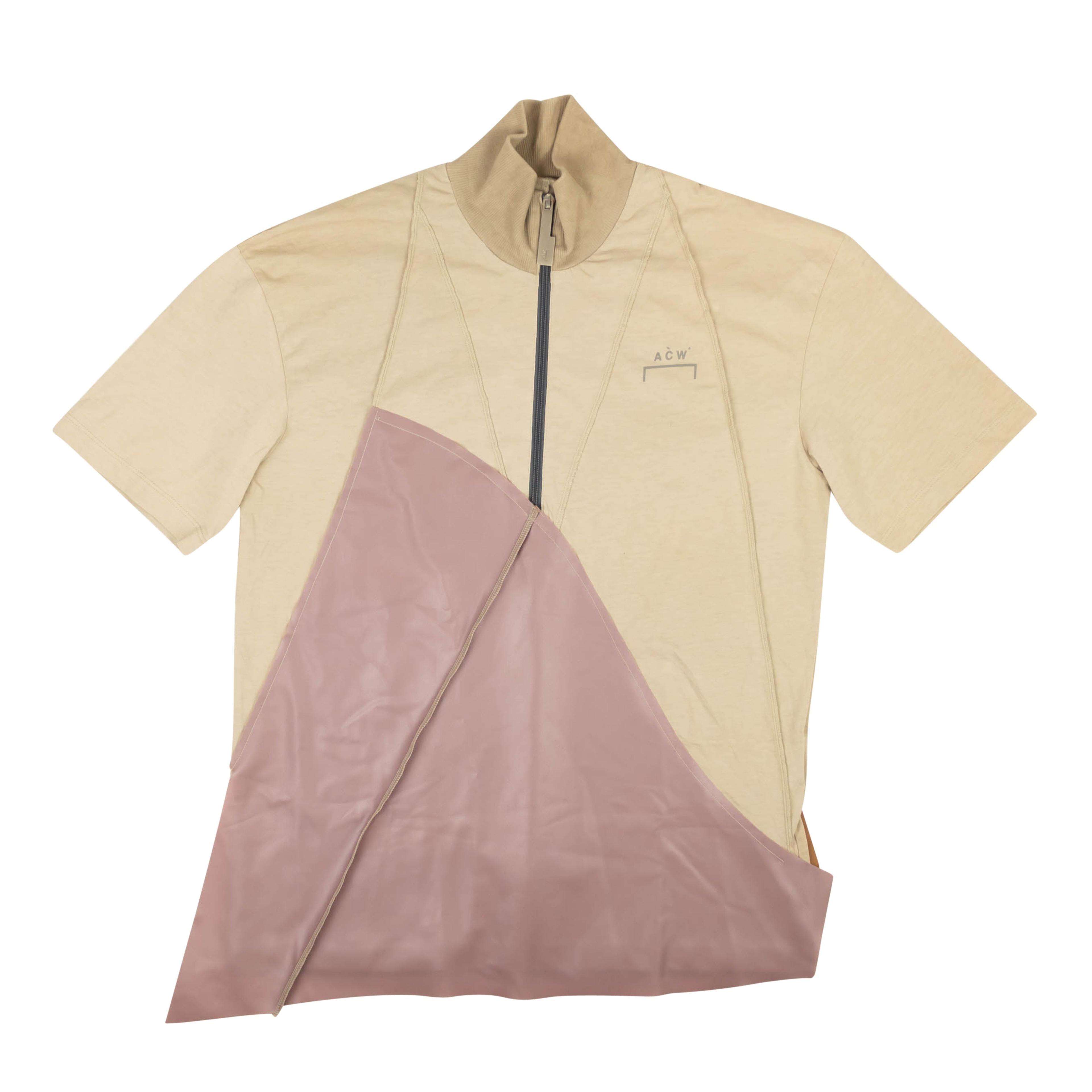 A Plan Application Men's Brown Rubber Half Zip Shirt - Beige/Pur