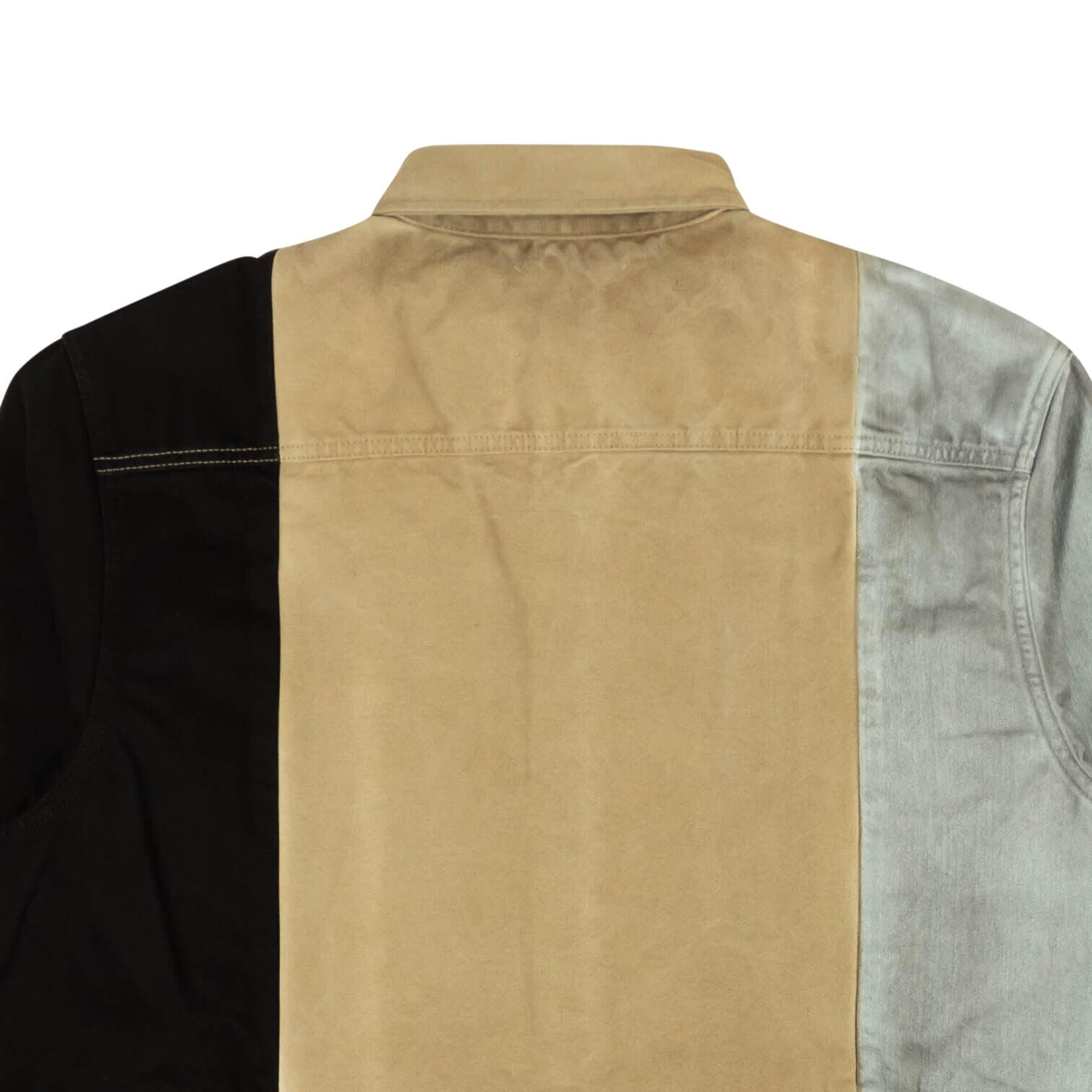 Alternate View 3 of 424 On Fairfax Oversized Colorblock Denim Shirt - Gray/Black/Bro