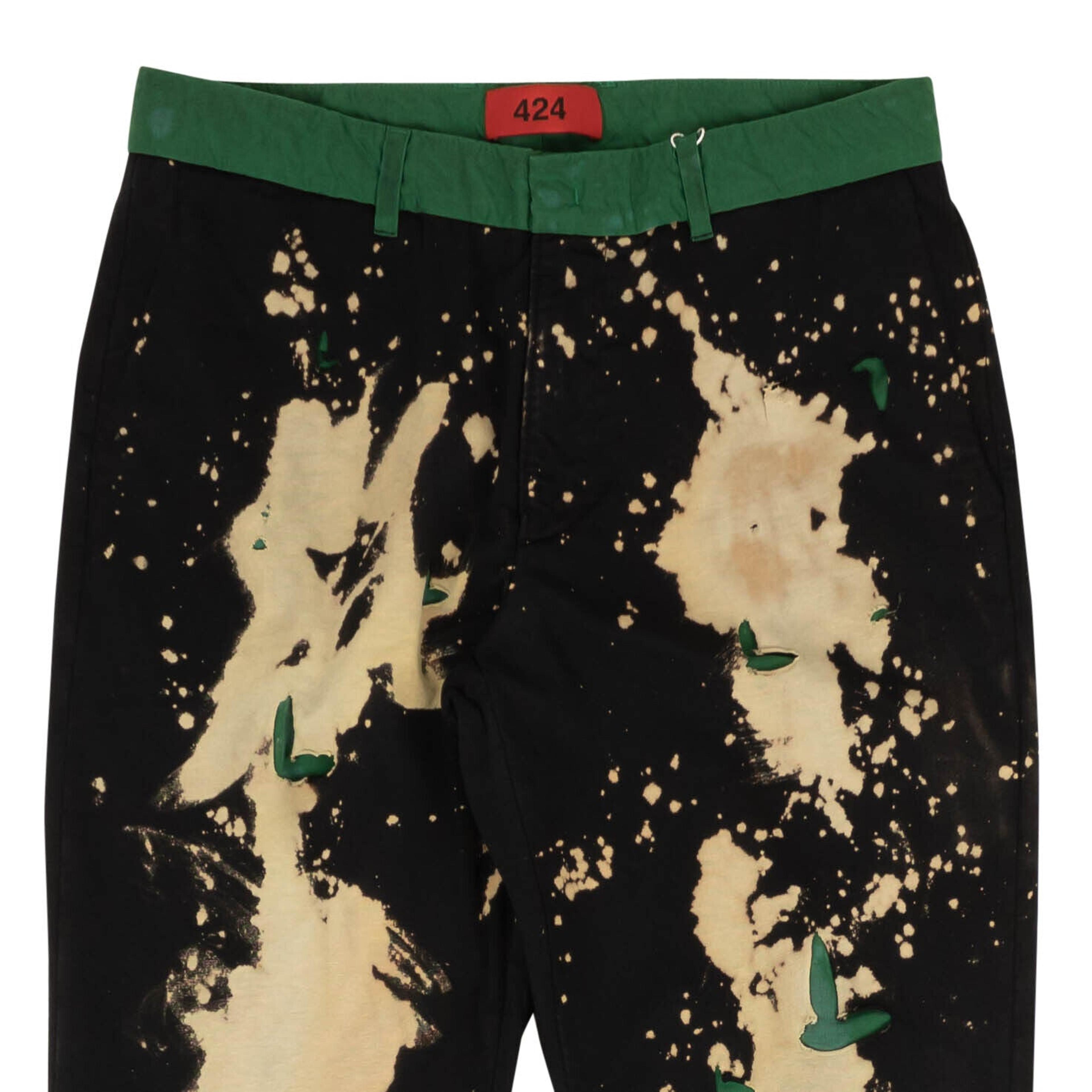 Alternate View 2 of Black And Green Distressed Bleached Pants