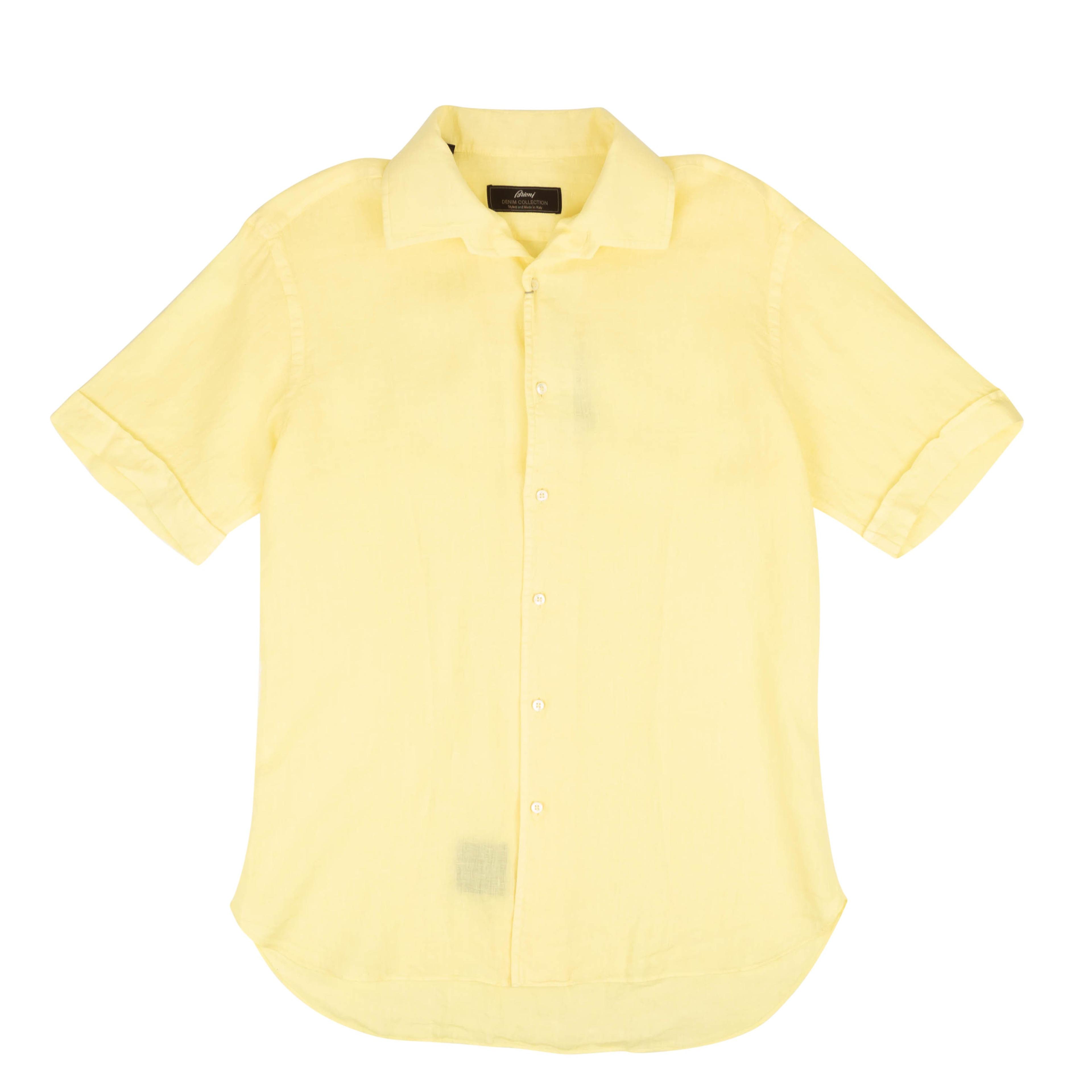 Yellow Slim-Fit Short Sleeve Button Down Shirt