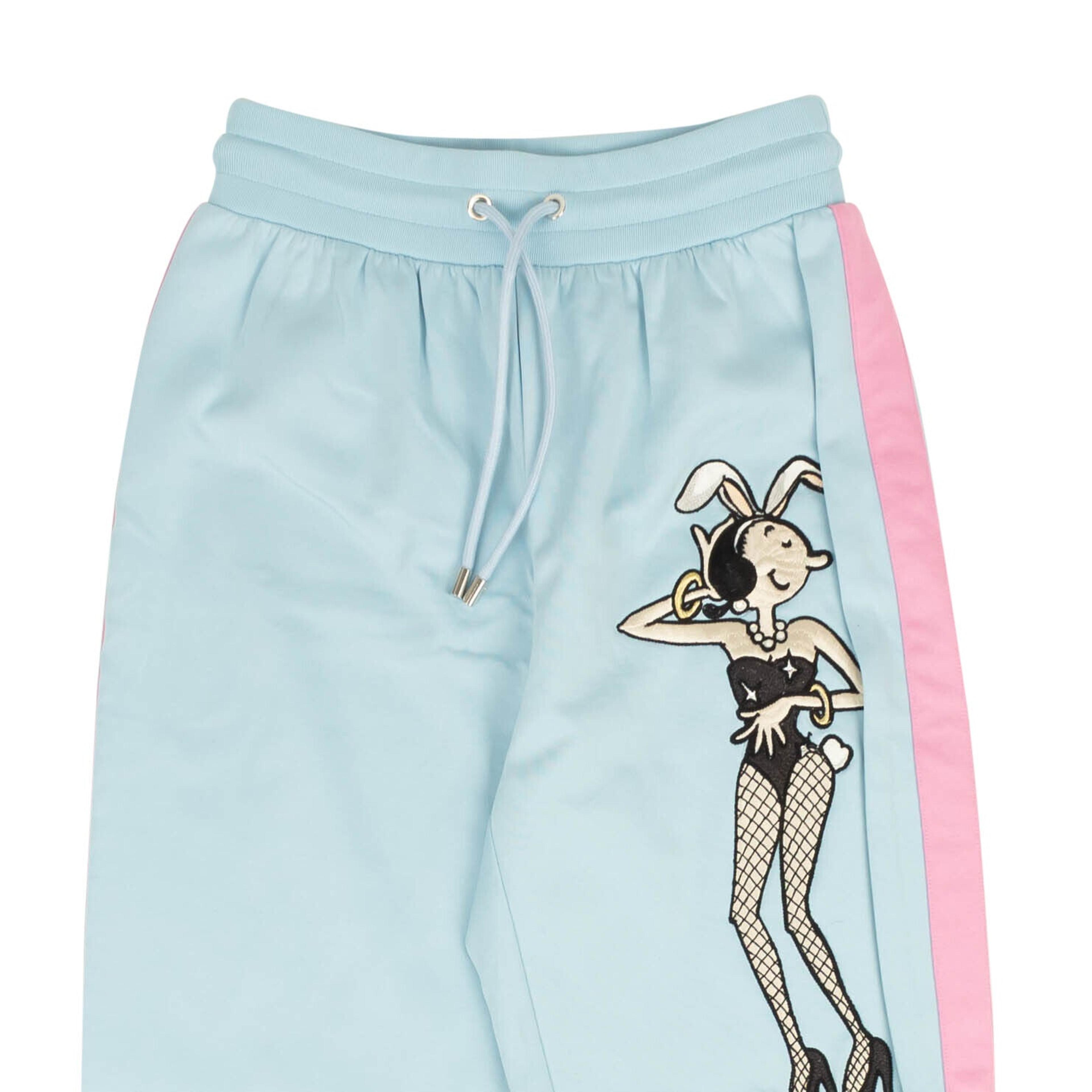 Alternate View 1 of NWT MOSCHINO COUTURE Light Blue Side Stripe Bunny Patch Pants