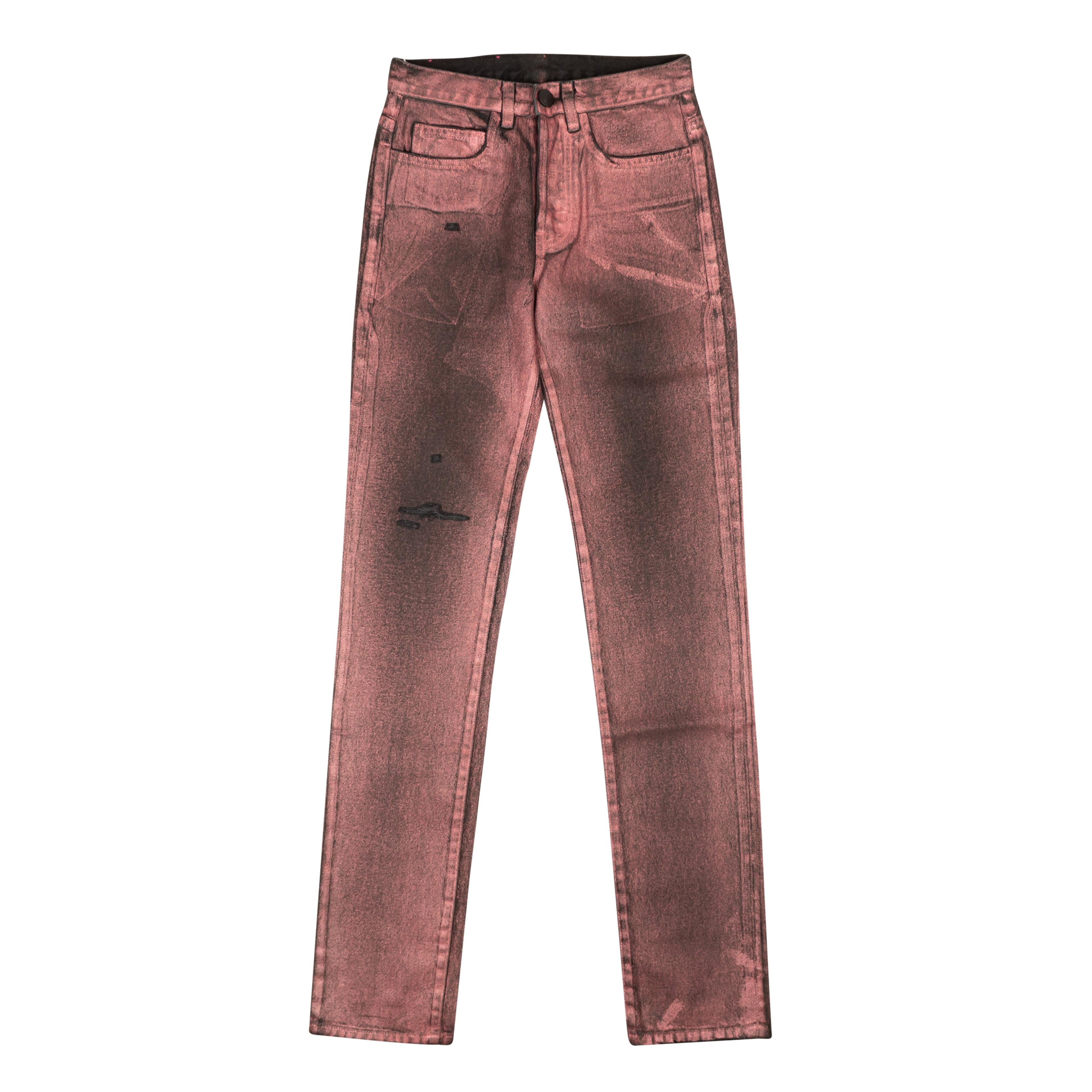 Black And Pink Metallic Wash Jeans