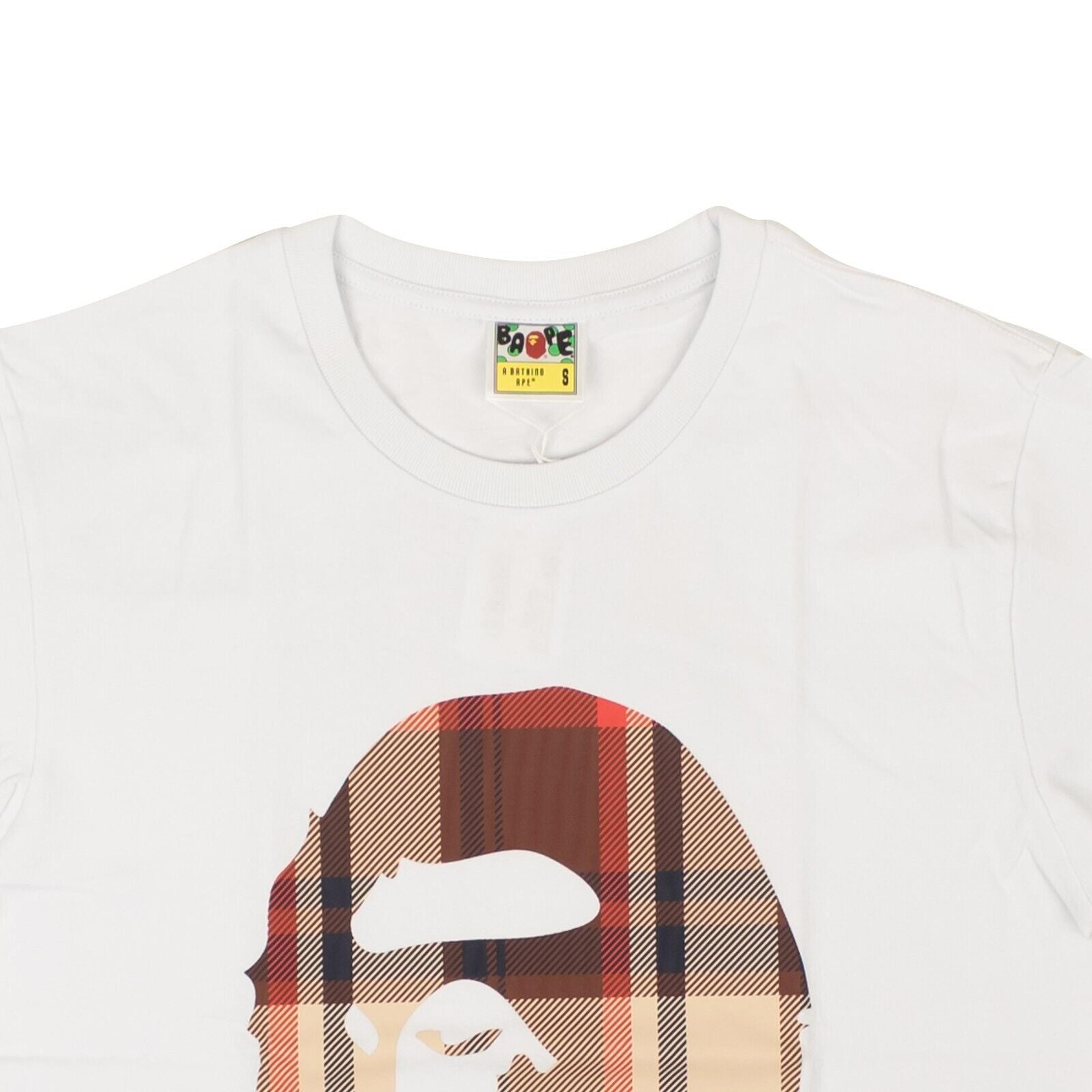 Alternate View 2 of White And Brown Plaid Ape Front Logo Short Sleeve T-Shirt