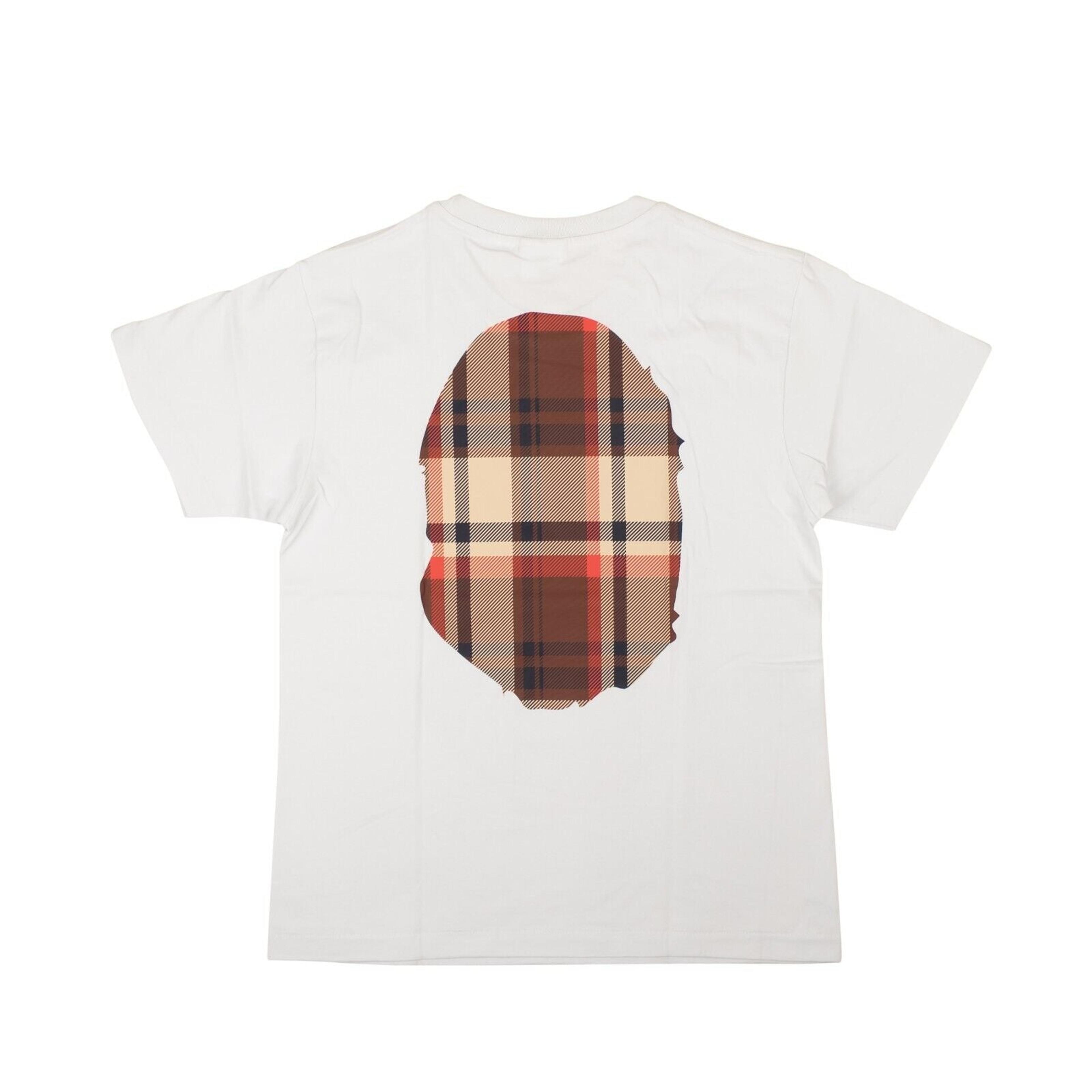 Alternate View 3 of White And Brown Plaid Ape Front Logo Short Sleeve T-Shirt