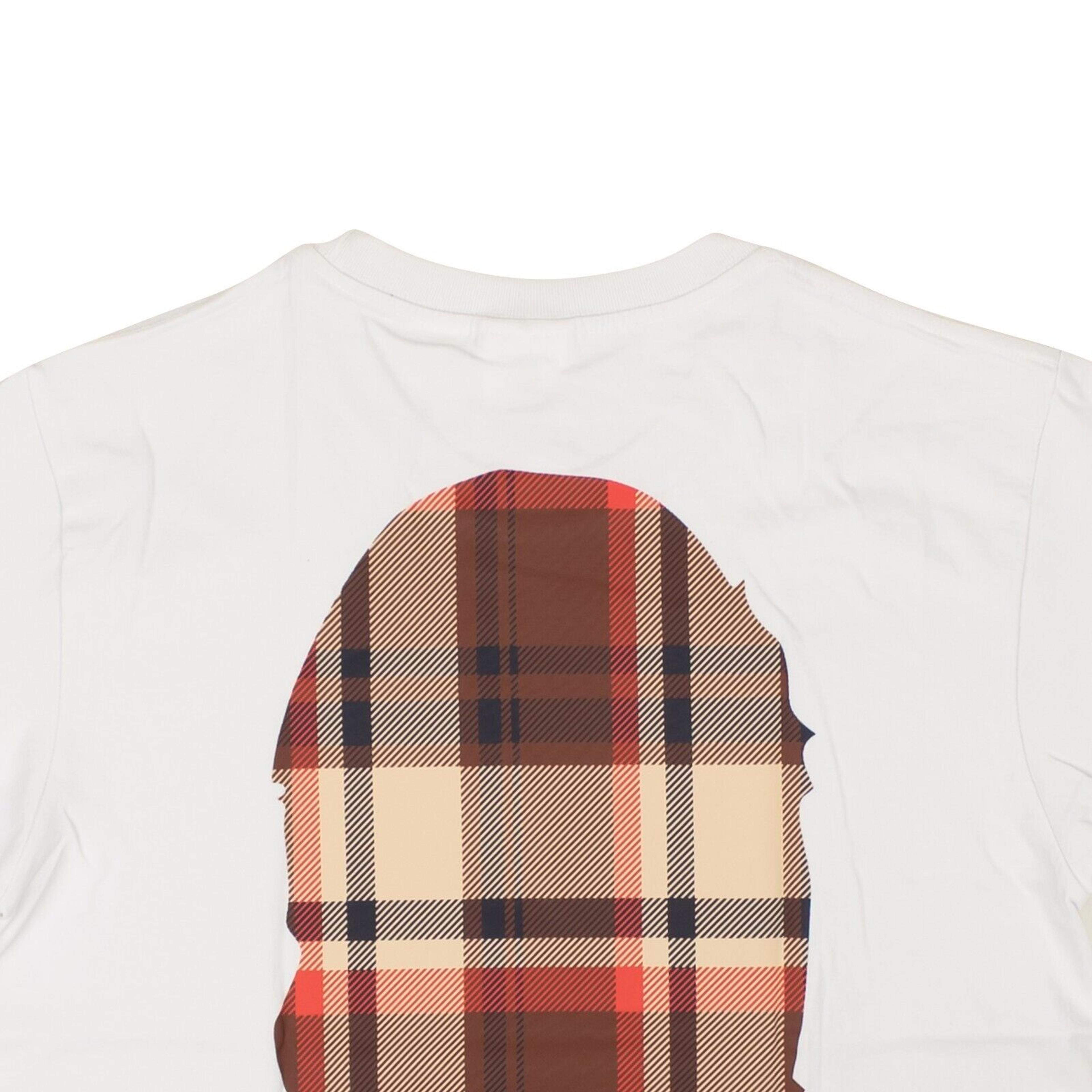 Alternate View 4 of White And Brown Plaid Ape Front Logo Short Sleeve T-Shirt