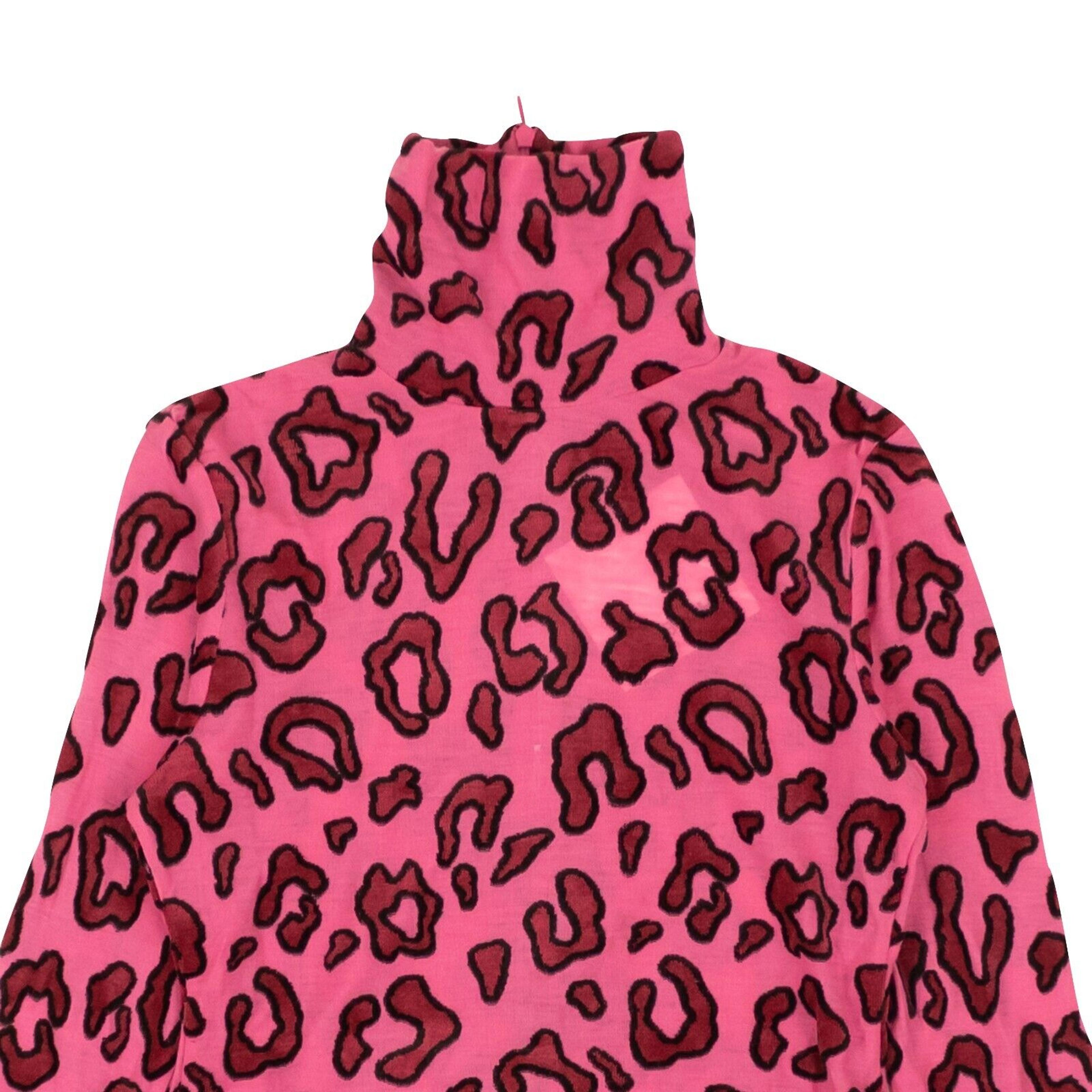 Alternate View 1 of Pink Acrylic Wool Leopard Print Turtleneck Top