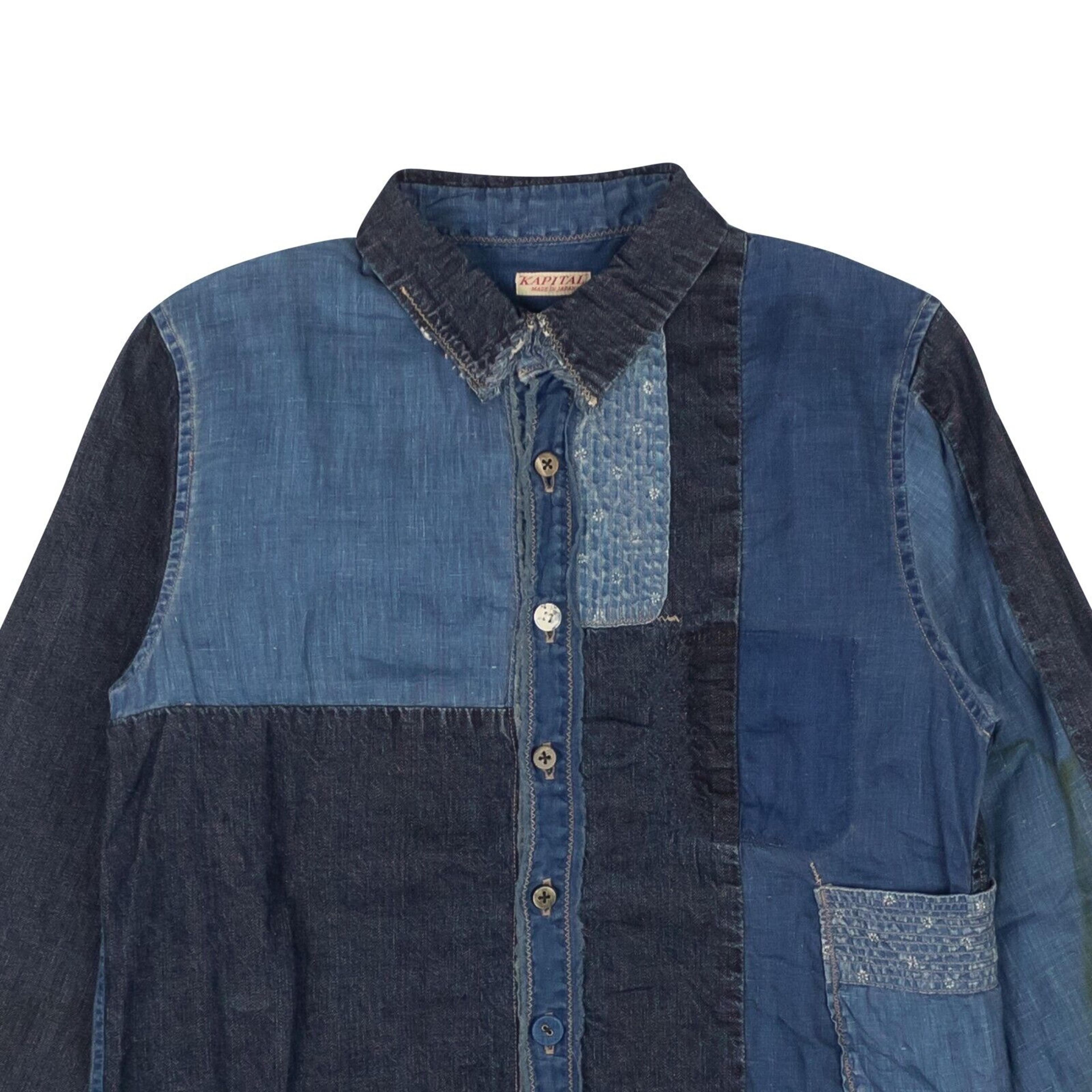 Alternate View 1 of Blue Patchwork Linen and Cotton Chambray Shirt