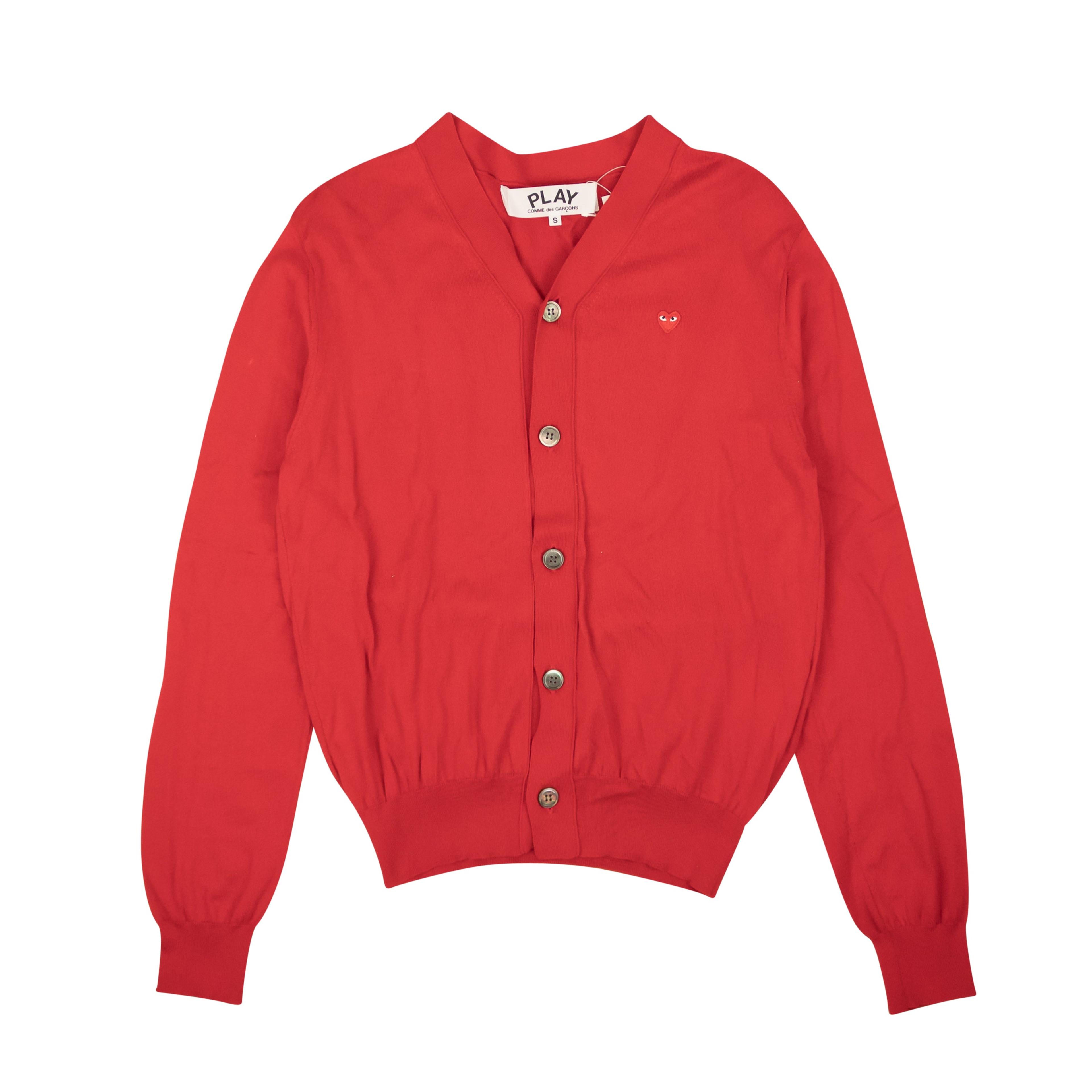 Red Little Heart Knit Button Cardigan
