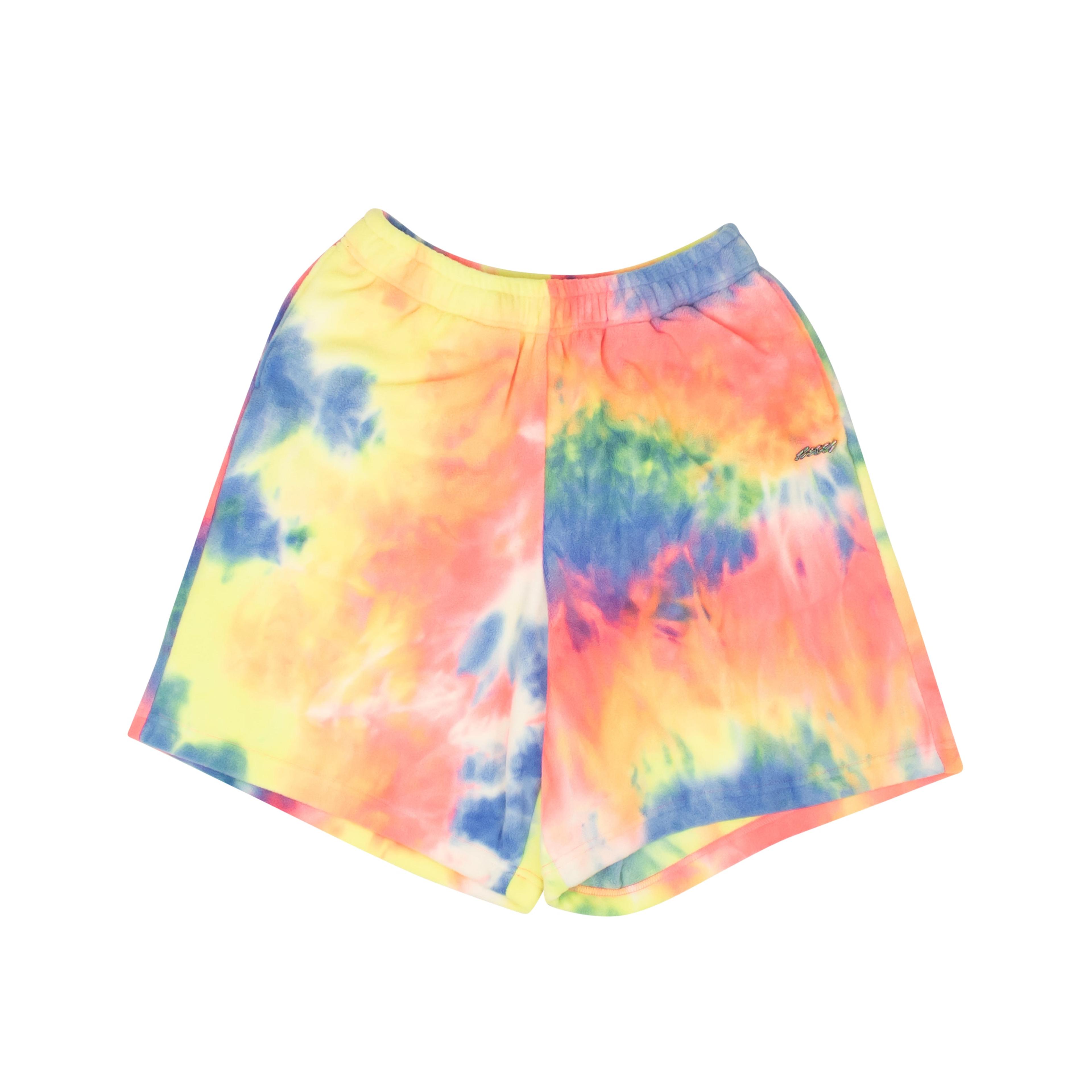 Multicolor Tie Dye Polyester Fleece Shorts
