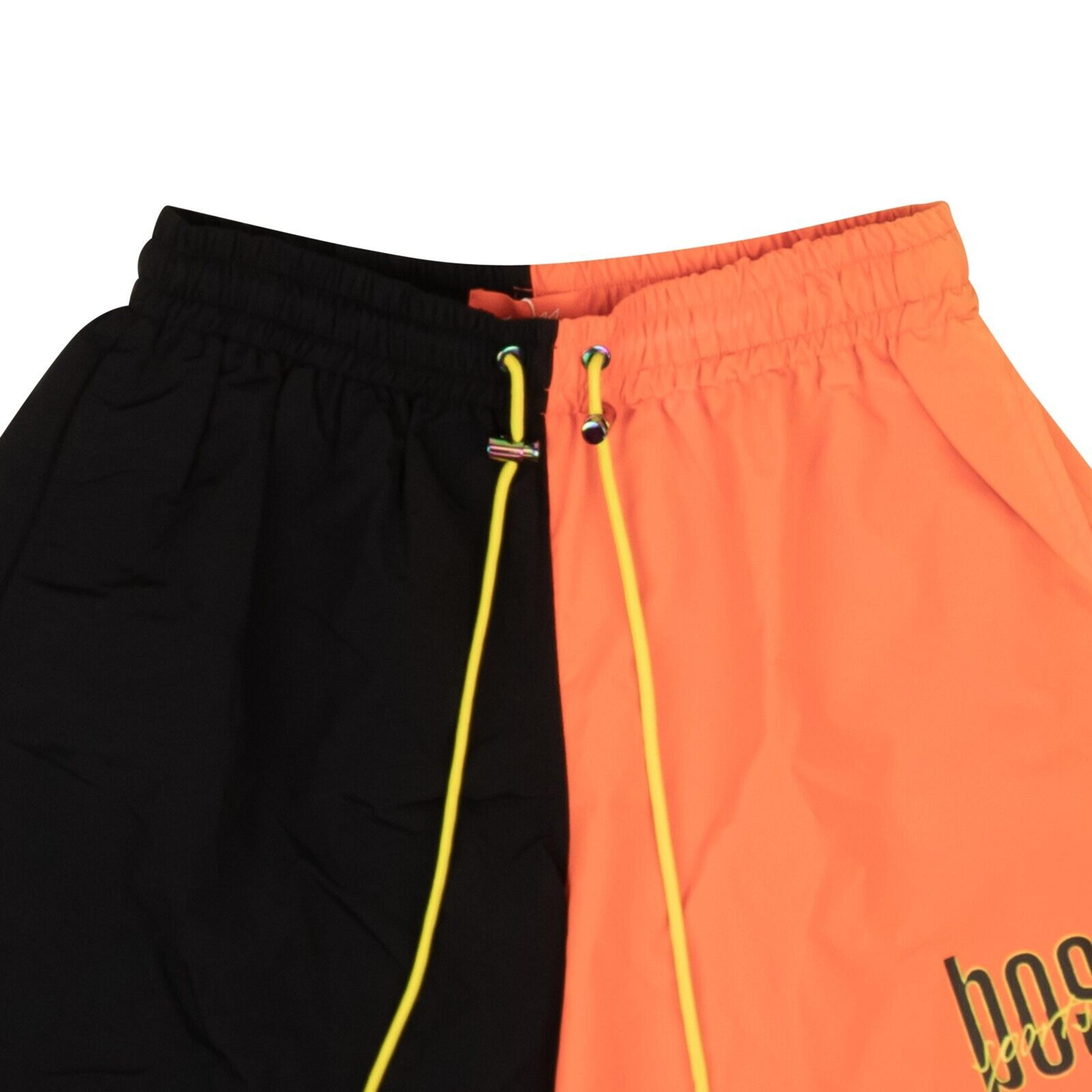 Alternate View 1 of Black And Orange Nylon Split Design Shorts