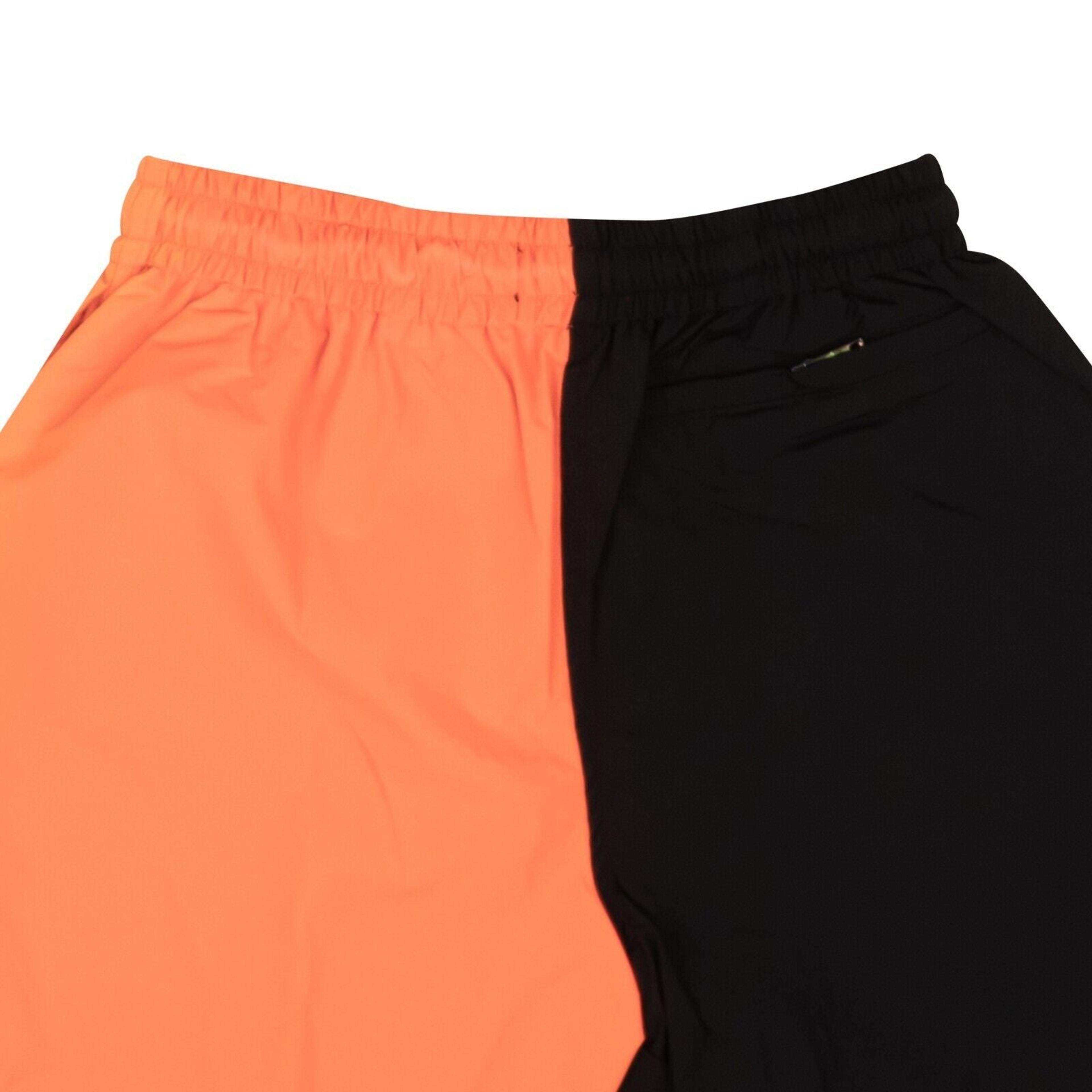 Alternate View 3 of Black And Orange Nylon Split Design Shorts
