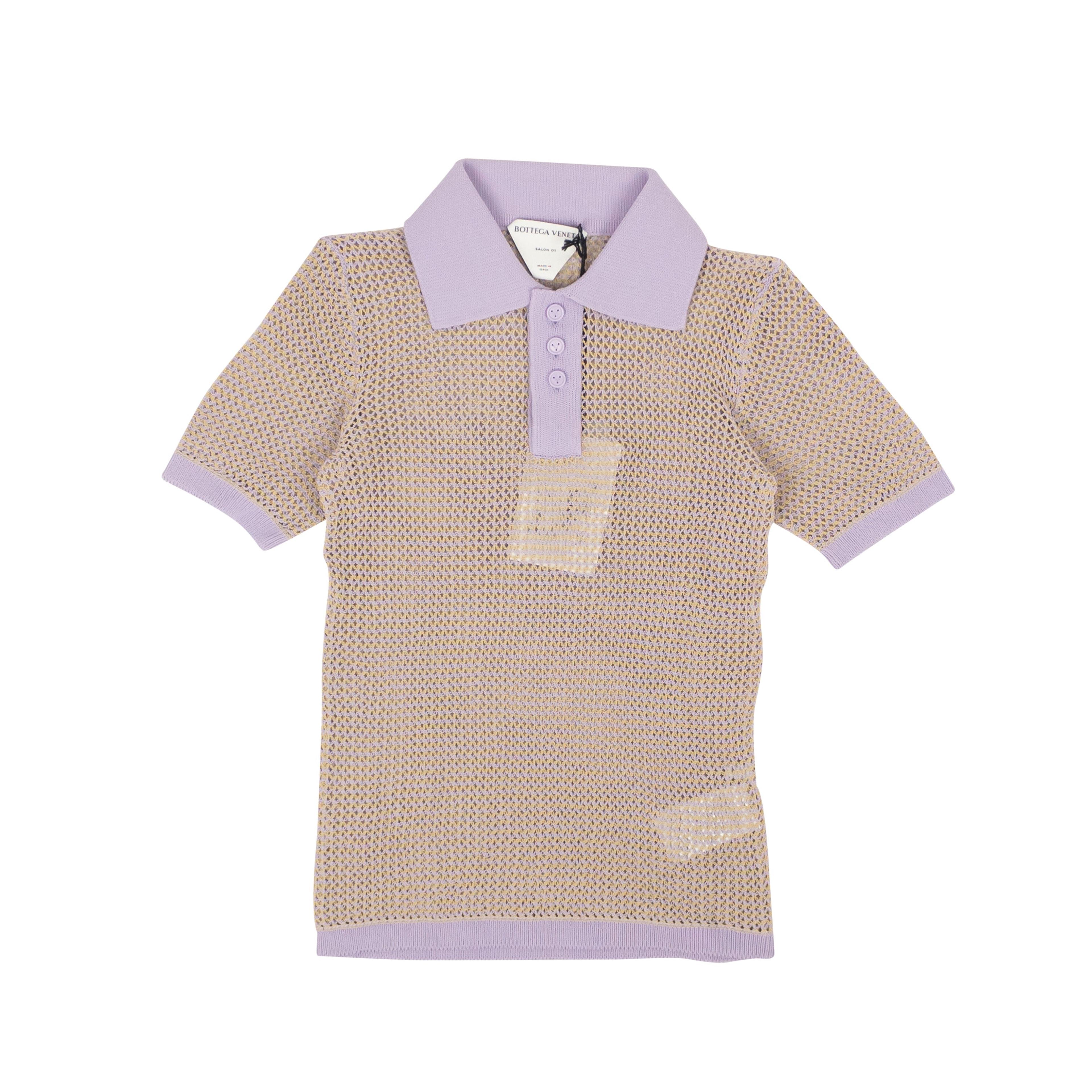 Lavender Fishnet Short Sleeve Polo Shirt