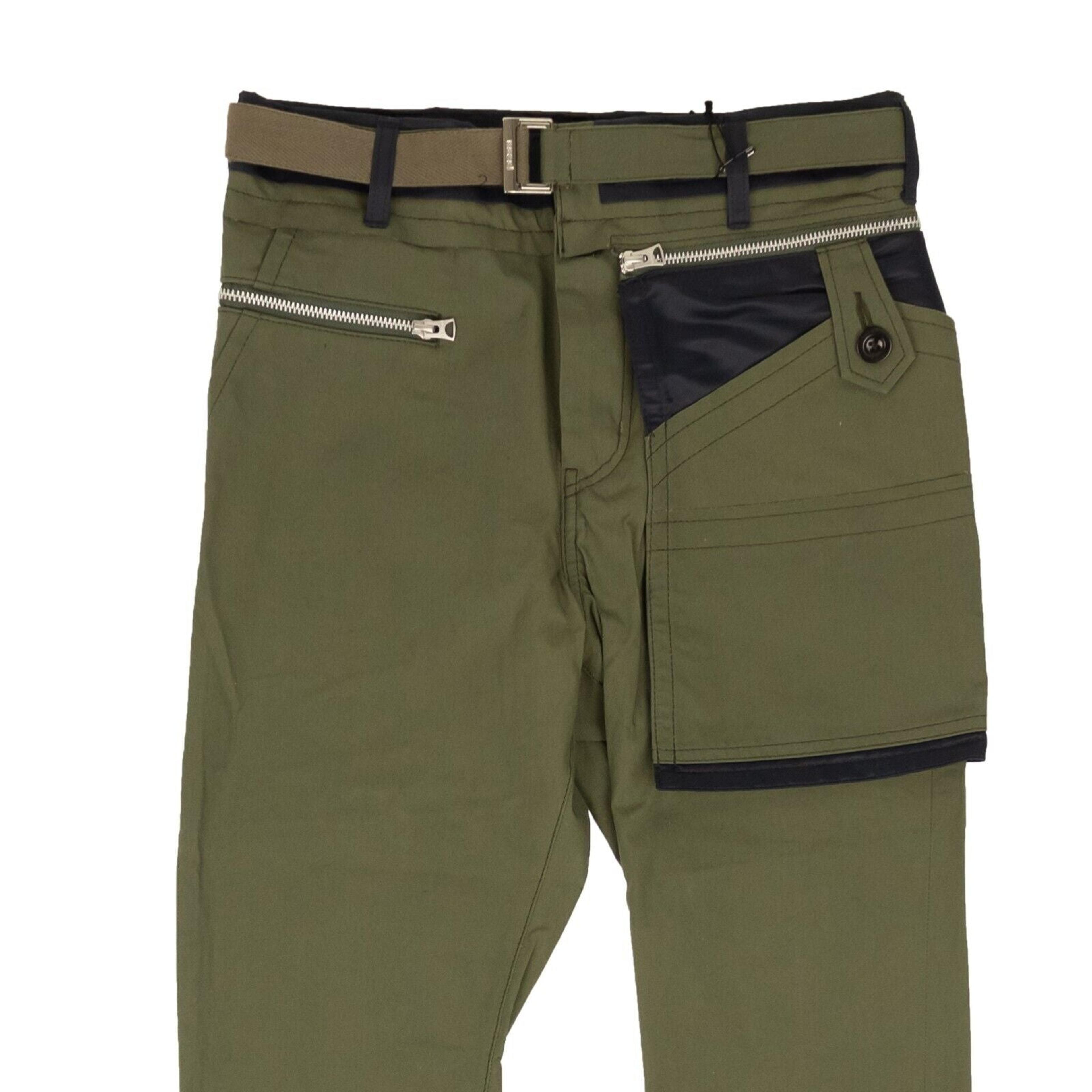 Alternate View 1 of Dark Khaki Green Cotton Zip Pocket Cargo Pants