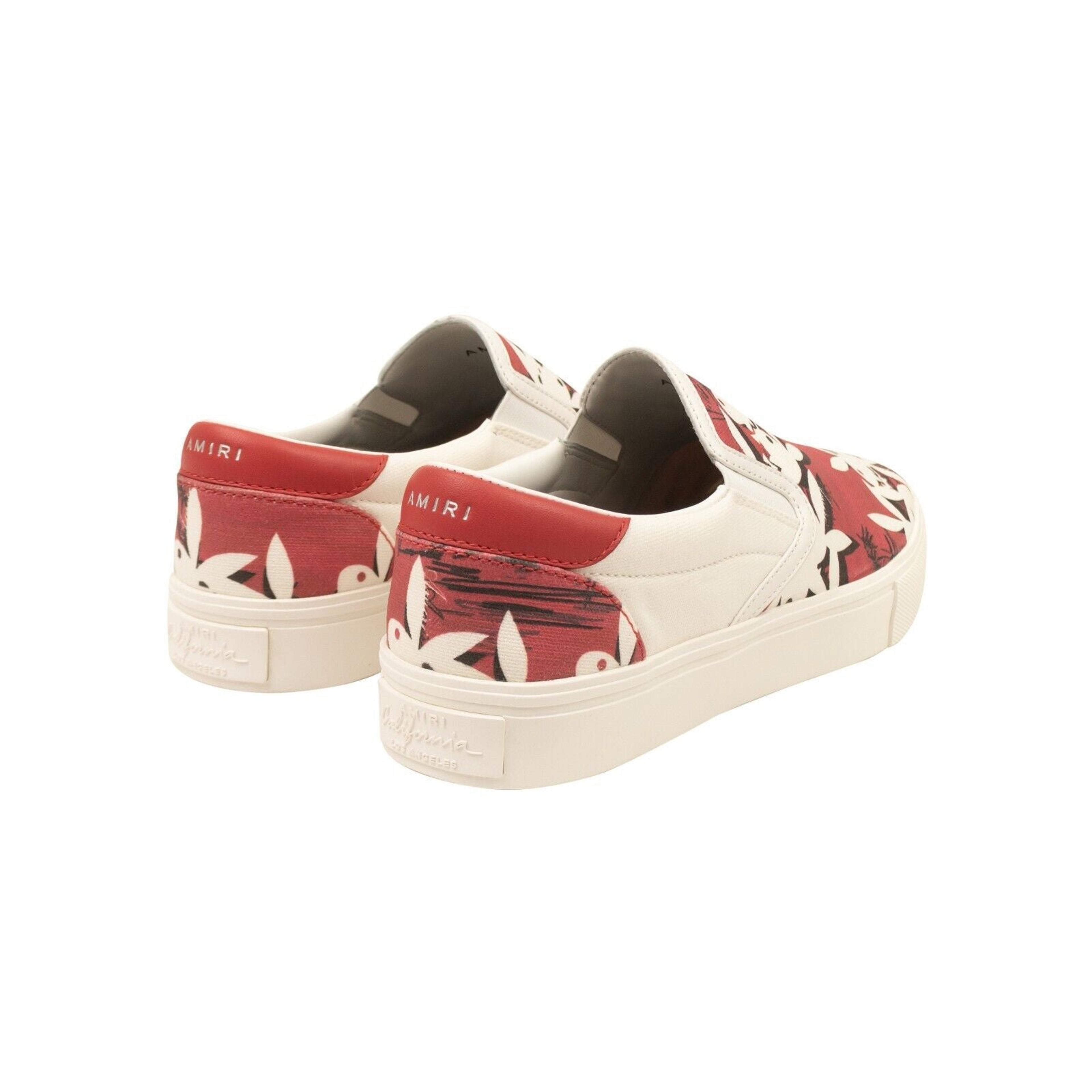Alternate View 3 of Red And White Leather Playboy Slip On Sneakers