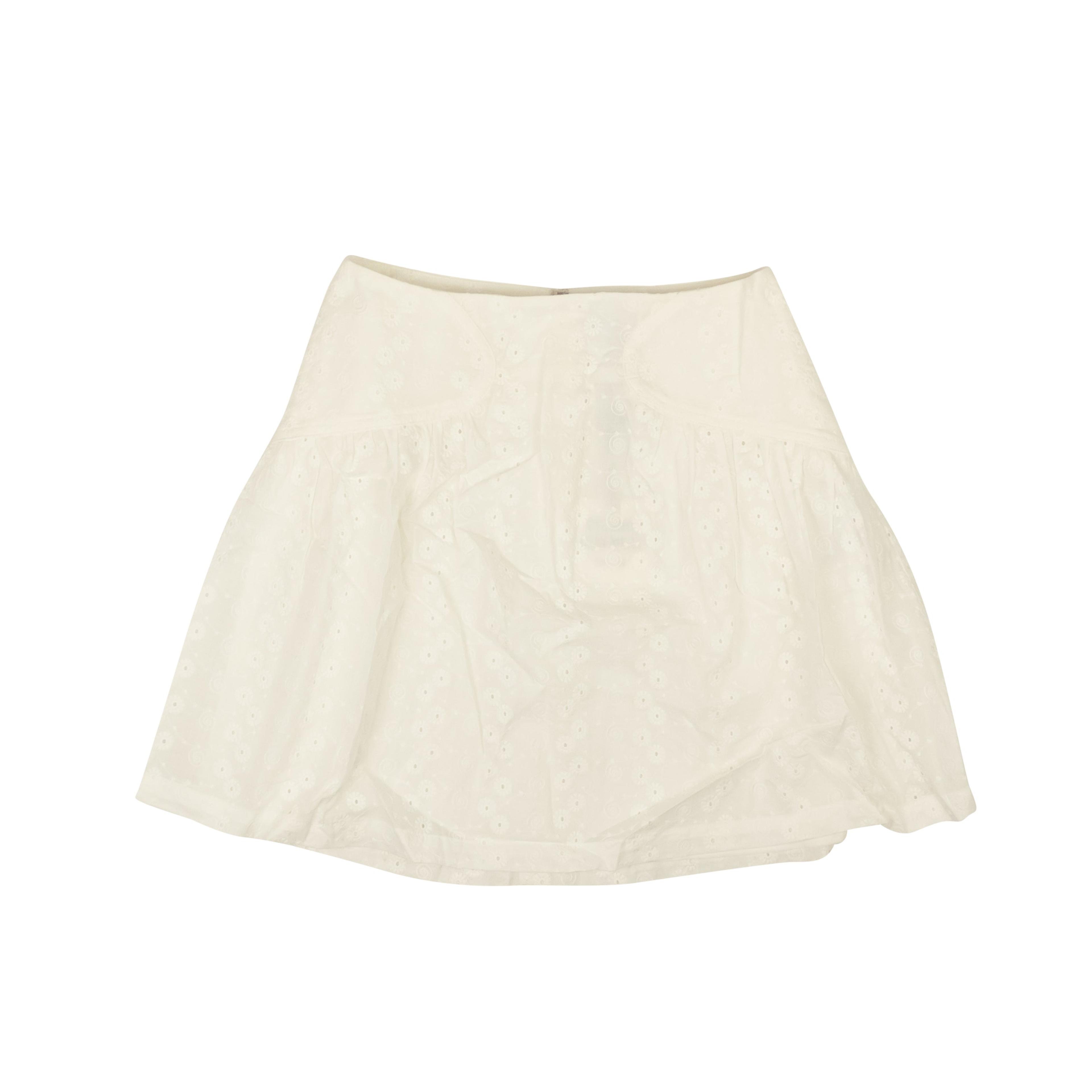 Optic White Cotton Eyelet Mini Skirt