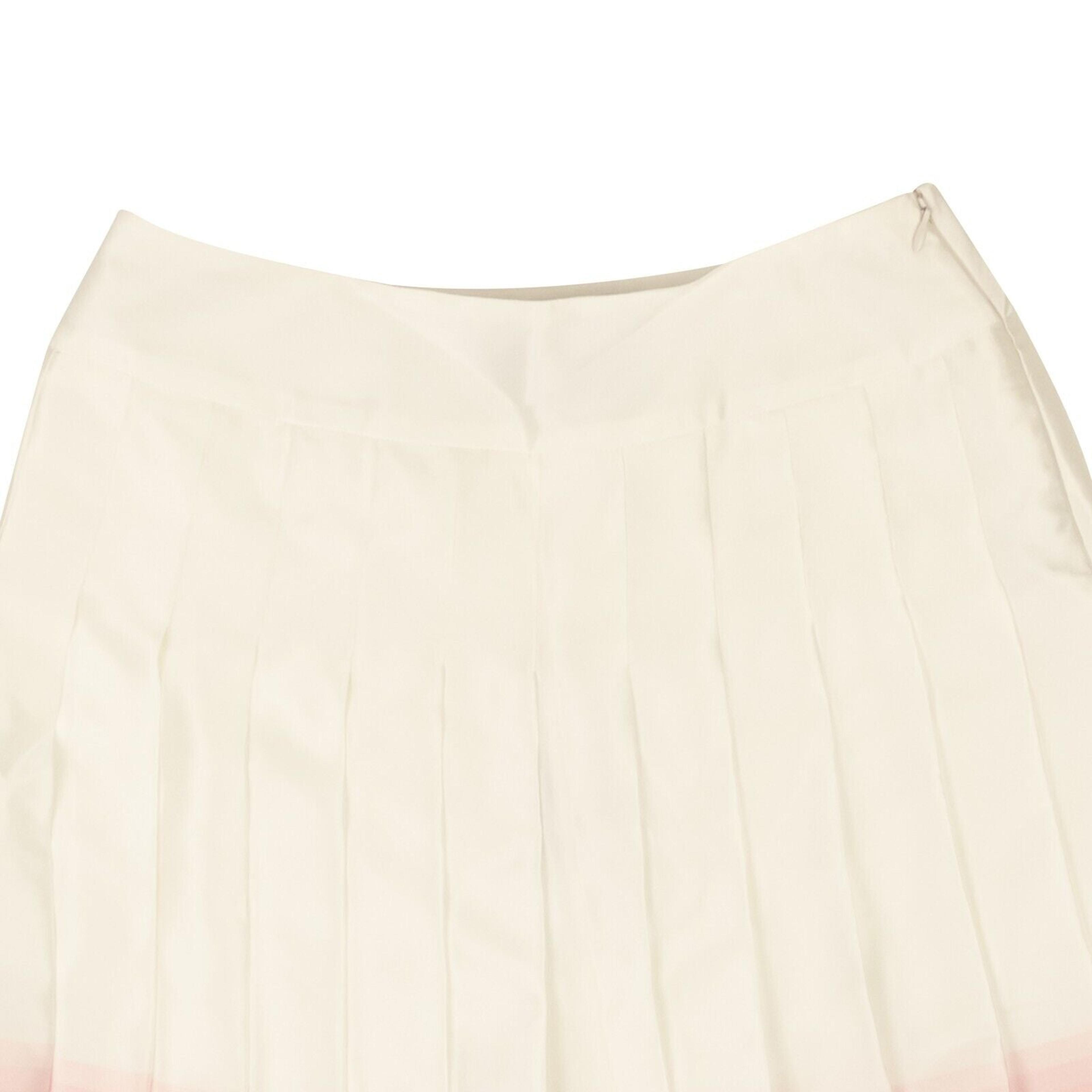 Alternate View 1 of White Satin Pleated Tennis Club Mini Skirt