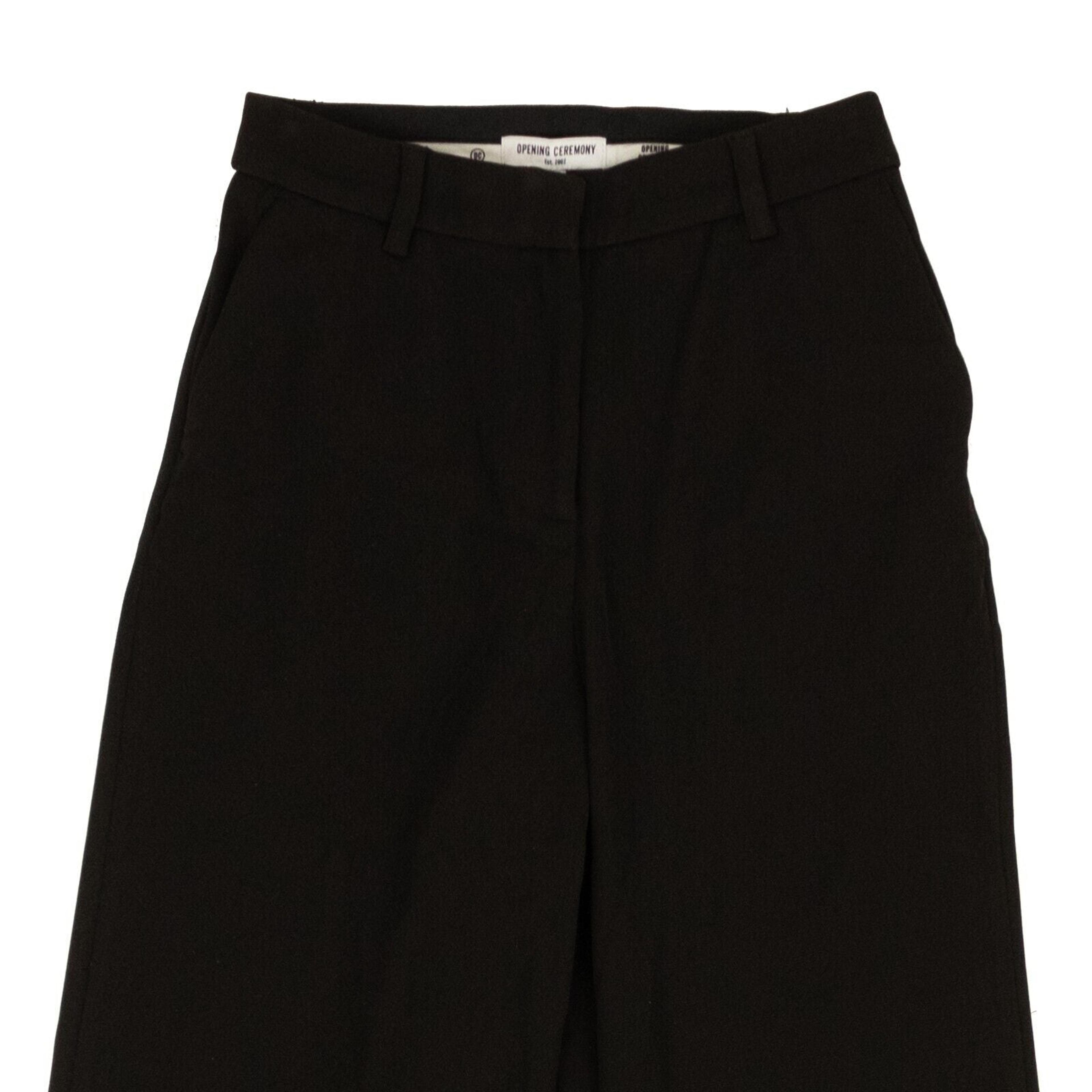 Alternate View 1 of Black Polyester Side Slit Straight Pants