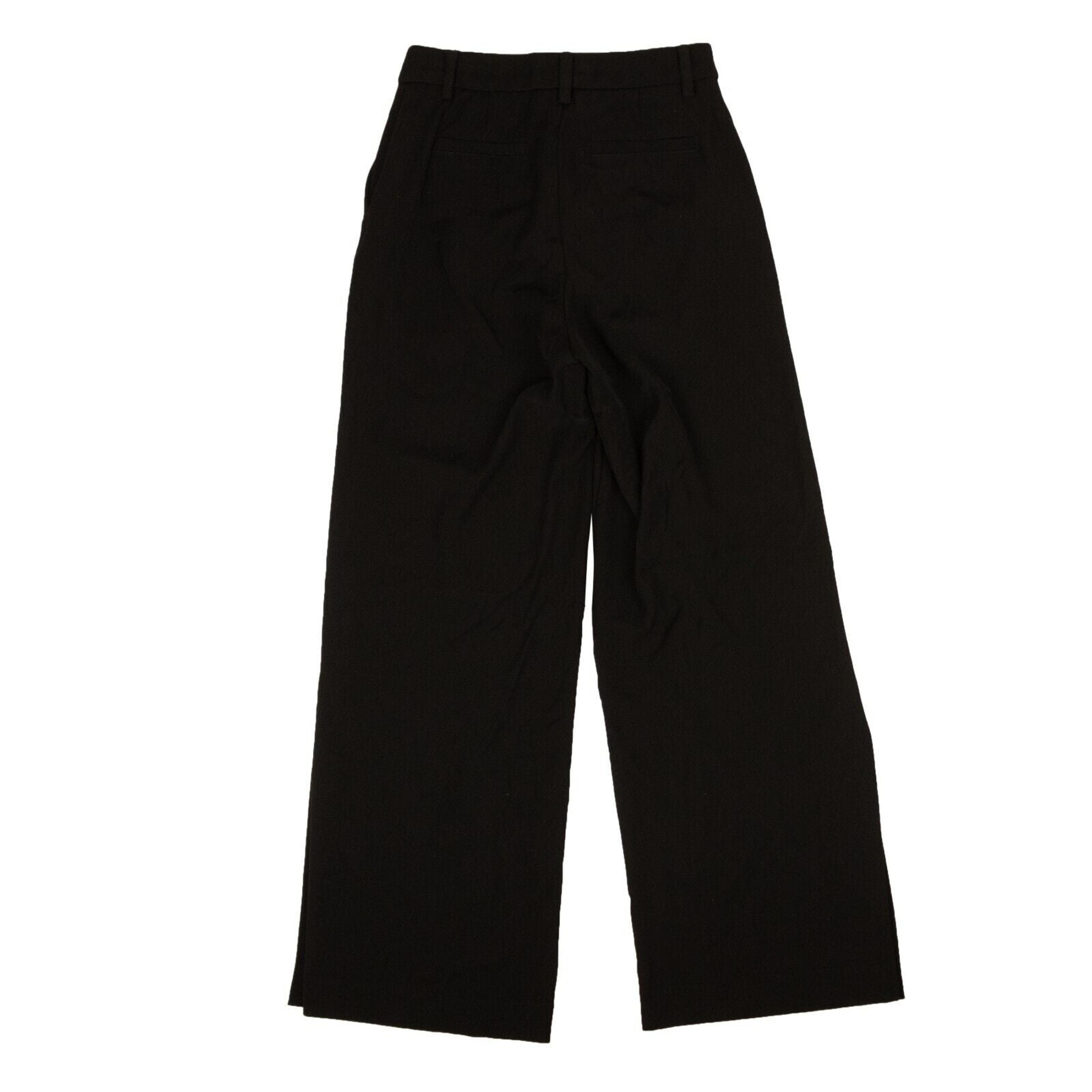 Alternate View 2 of Black Polyester Side Slit Straight Pants