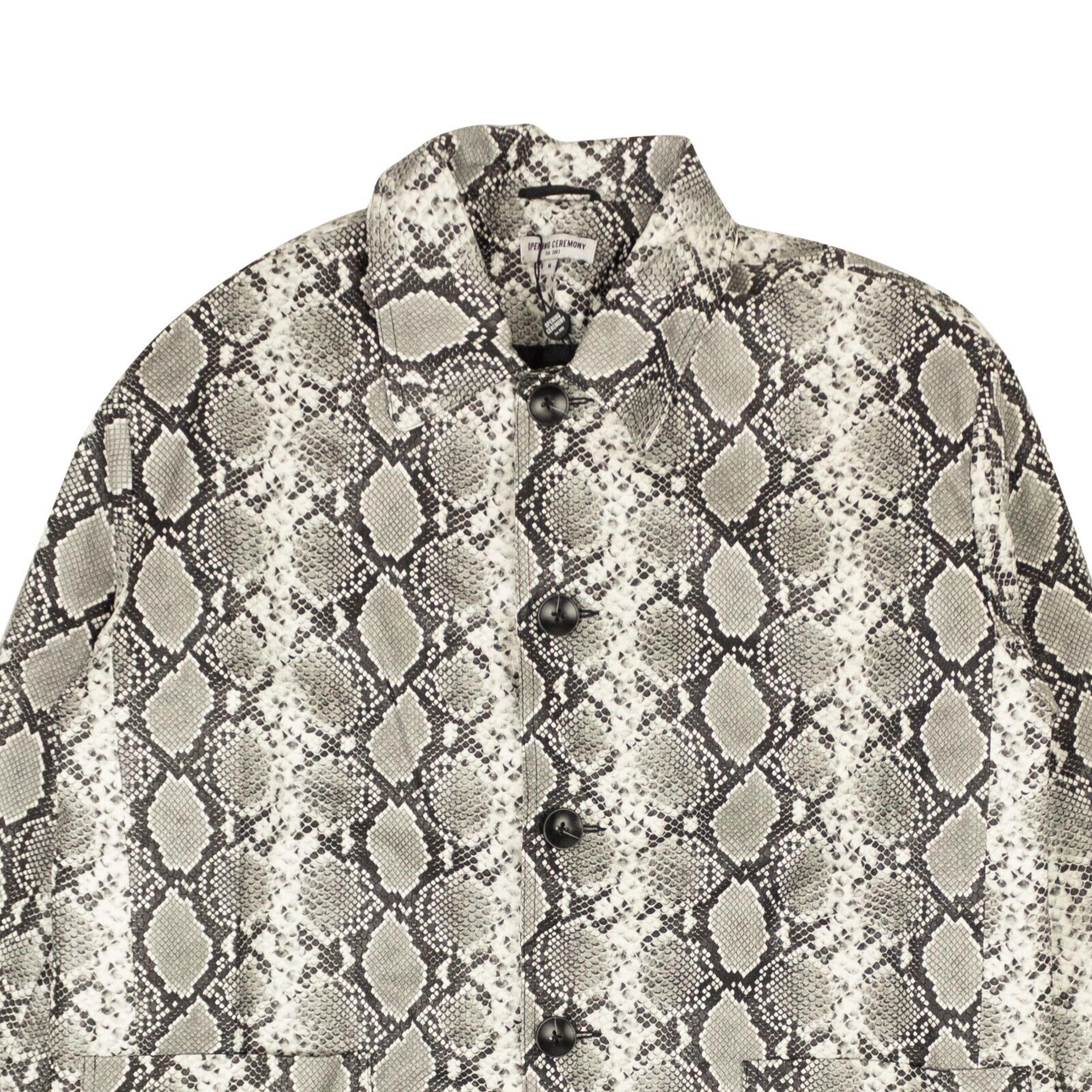 Alternate View 1 of Black And White Snake Print Faux Jacket