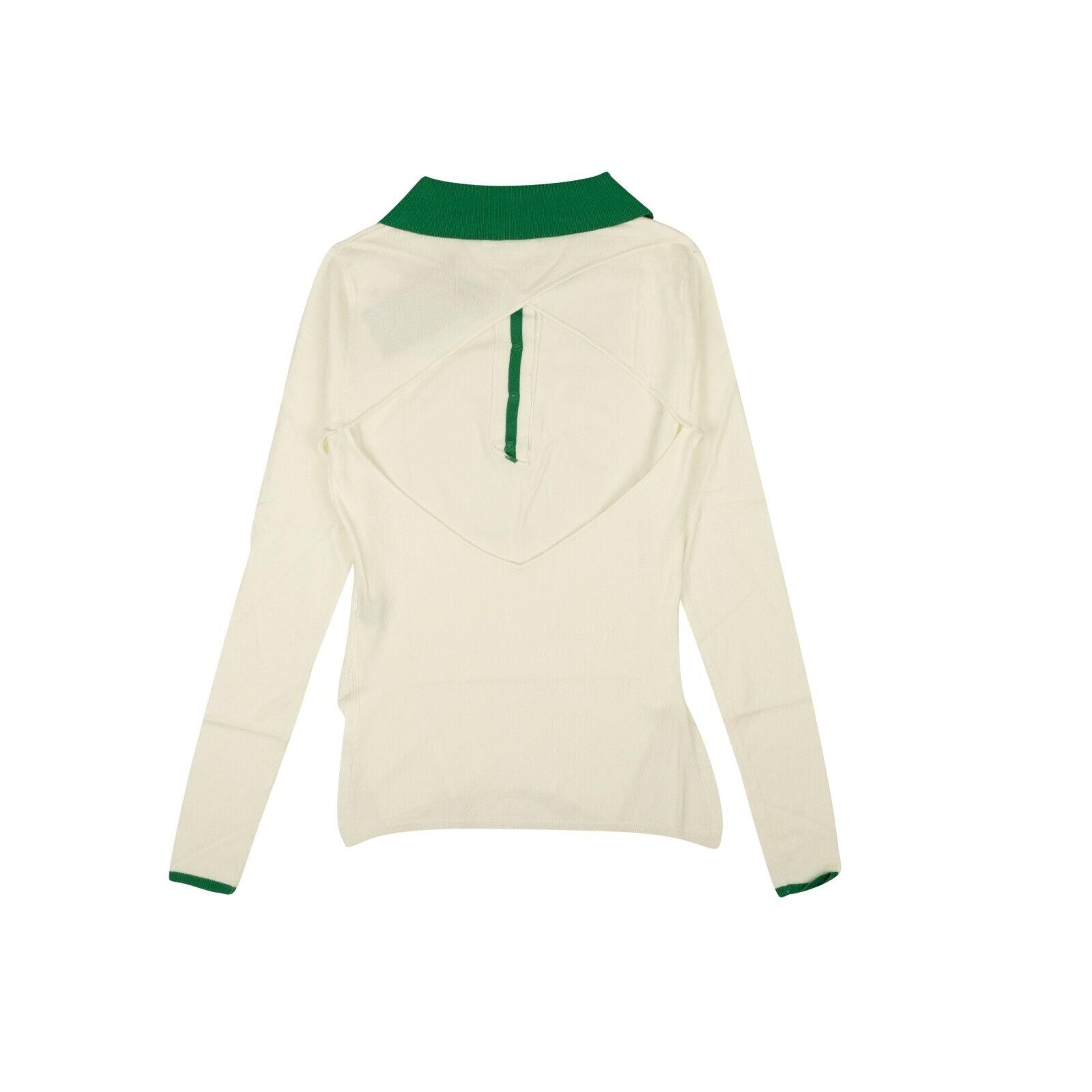Alternate View 2 of Cream And Green Viscose F-1 Long Sleeve Polo Shirt