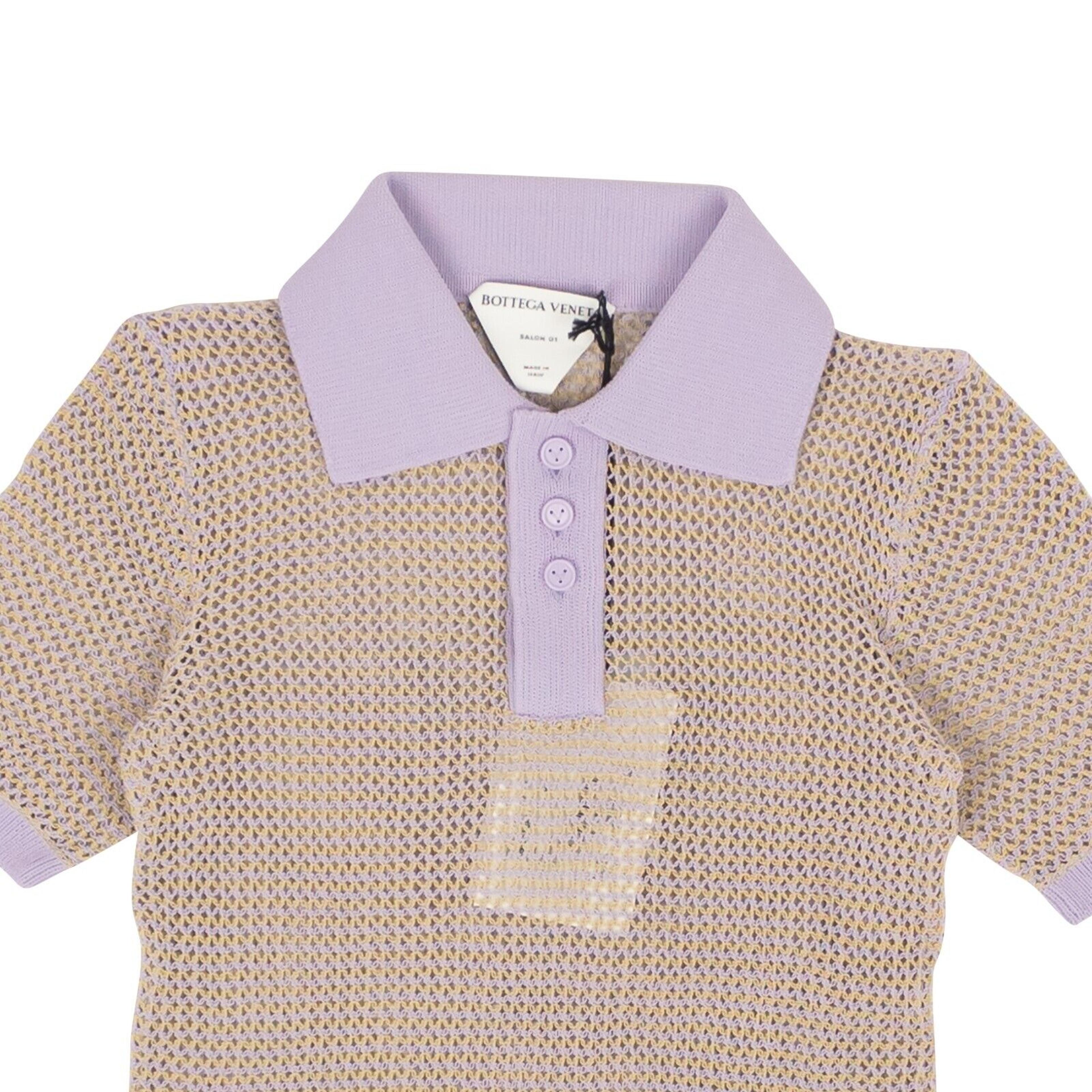 Alternate View 1 of Lavender Fishnet Short Sleeve Polo Shirt