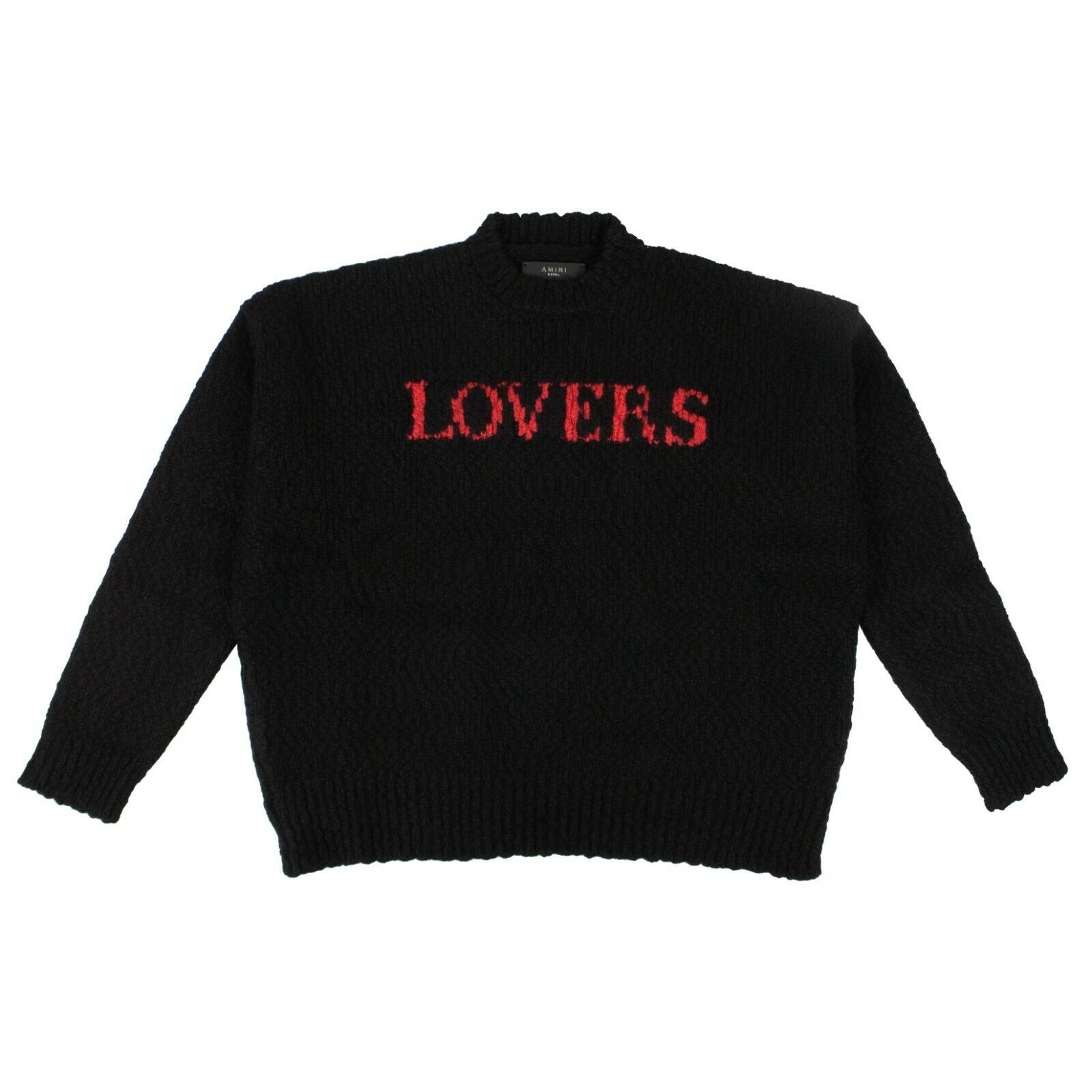 Women's Wool Red 'Lovers' Oversized Sweater - Black