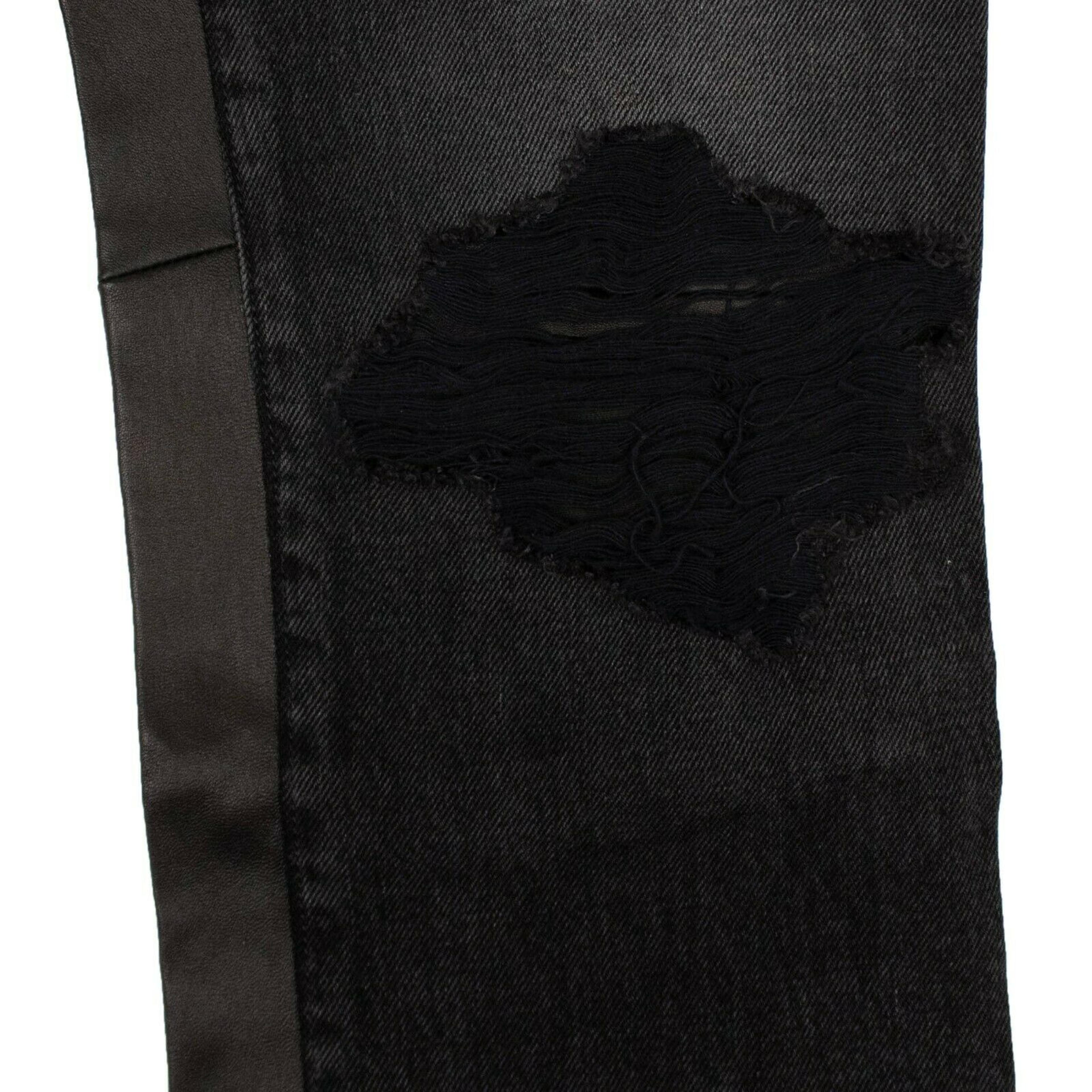 Alternate View 2 of Women's Black Leather Hybrid Cropped Jeans