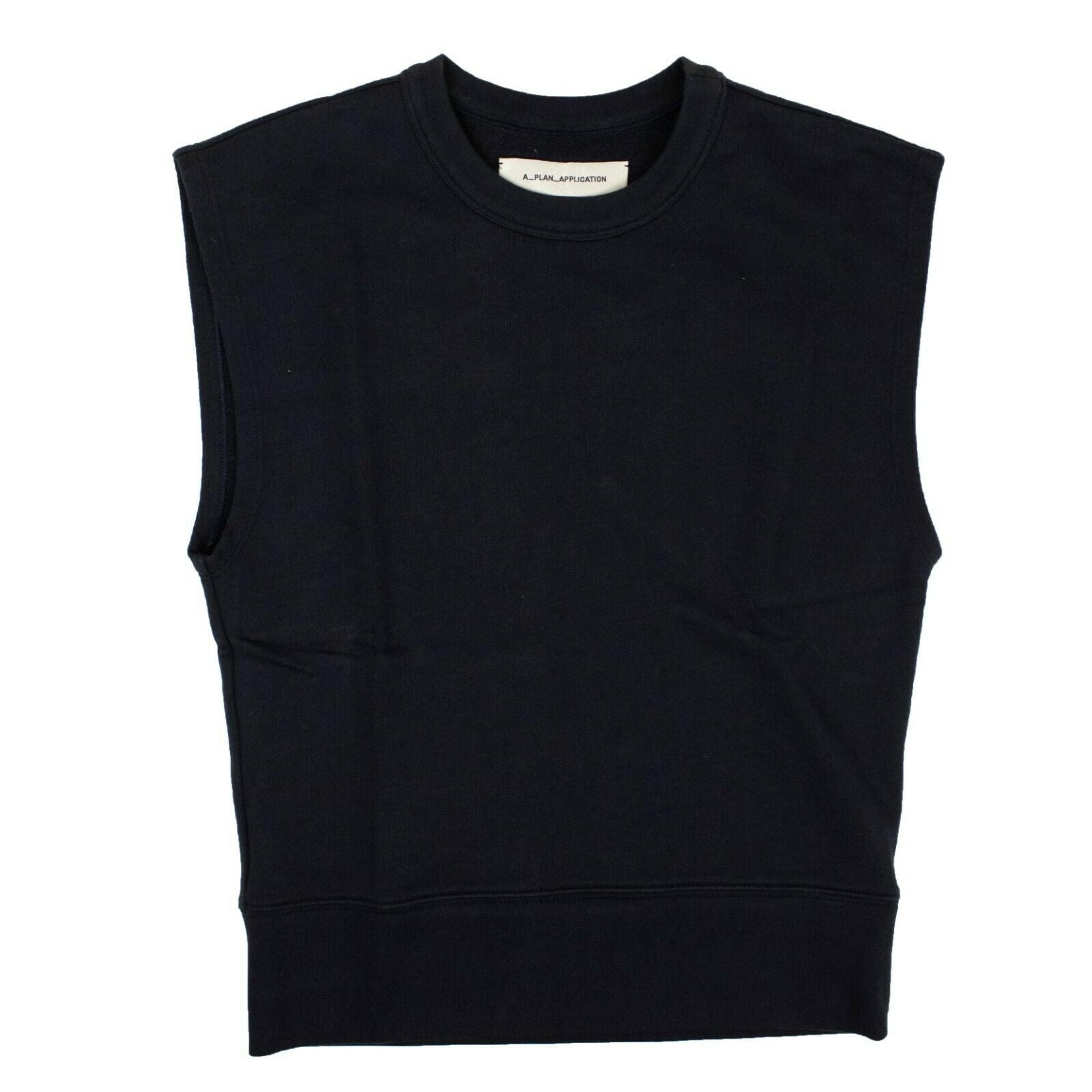 Navy Blue Cotton Cut-Off Sleeves Sweatshirt