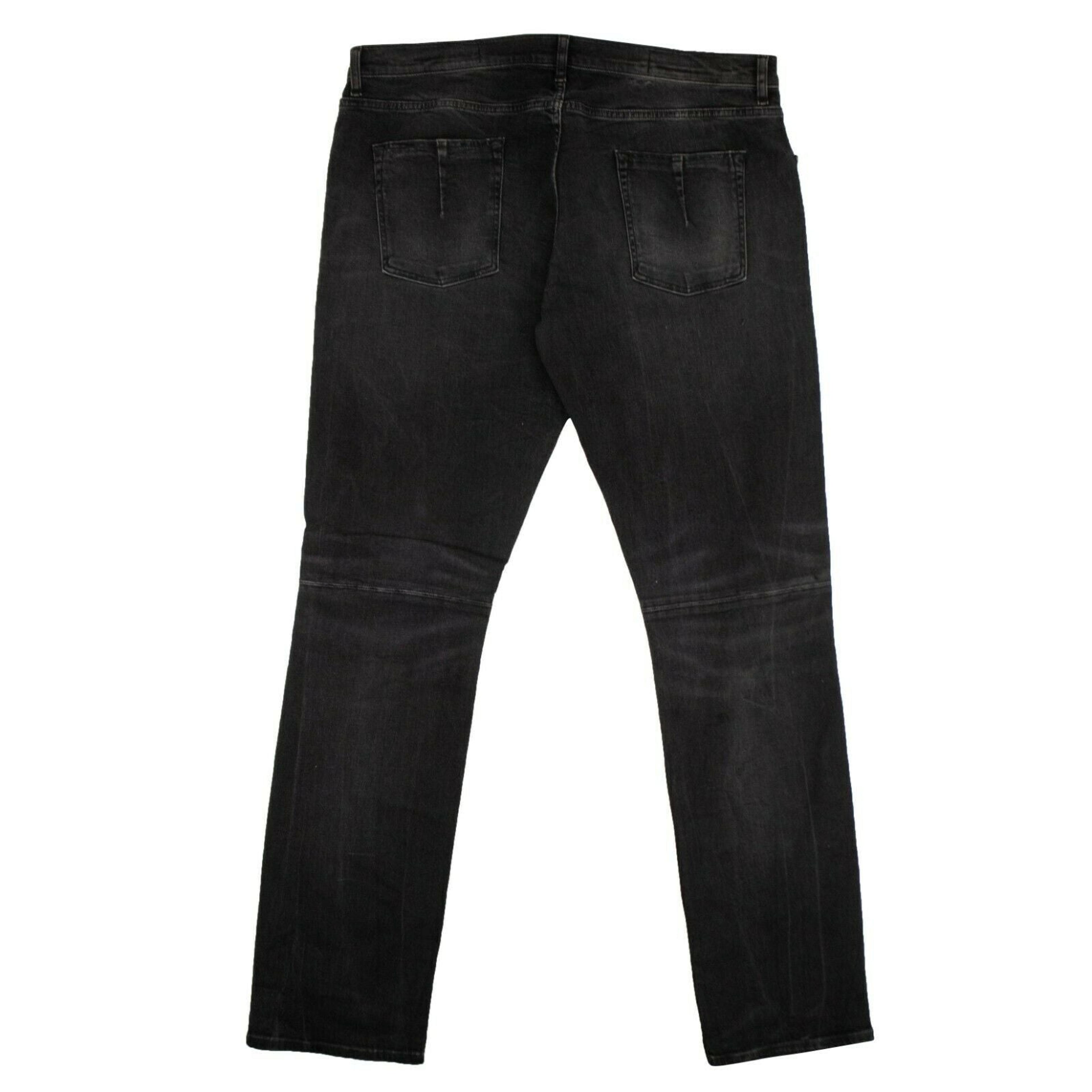 Alternate View 1 of Men's Black Distressed Slim Fit Jeans