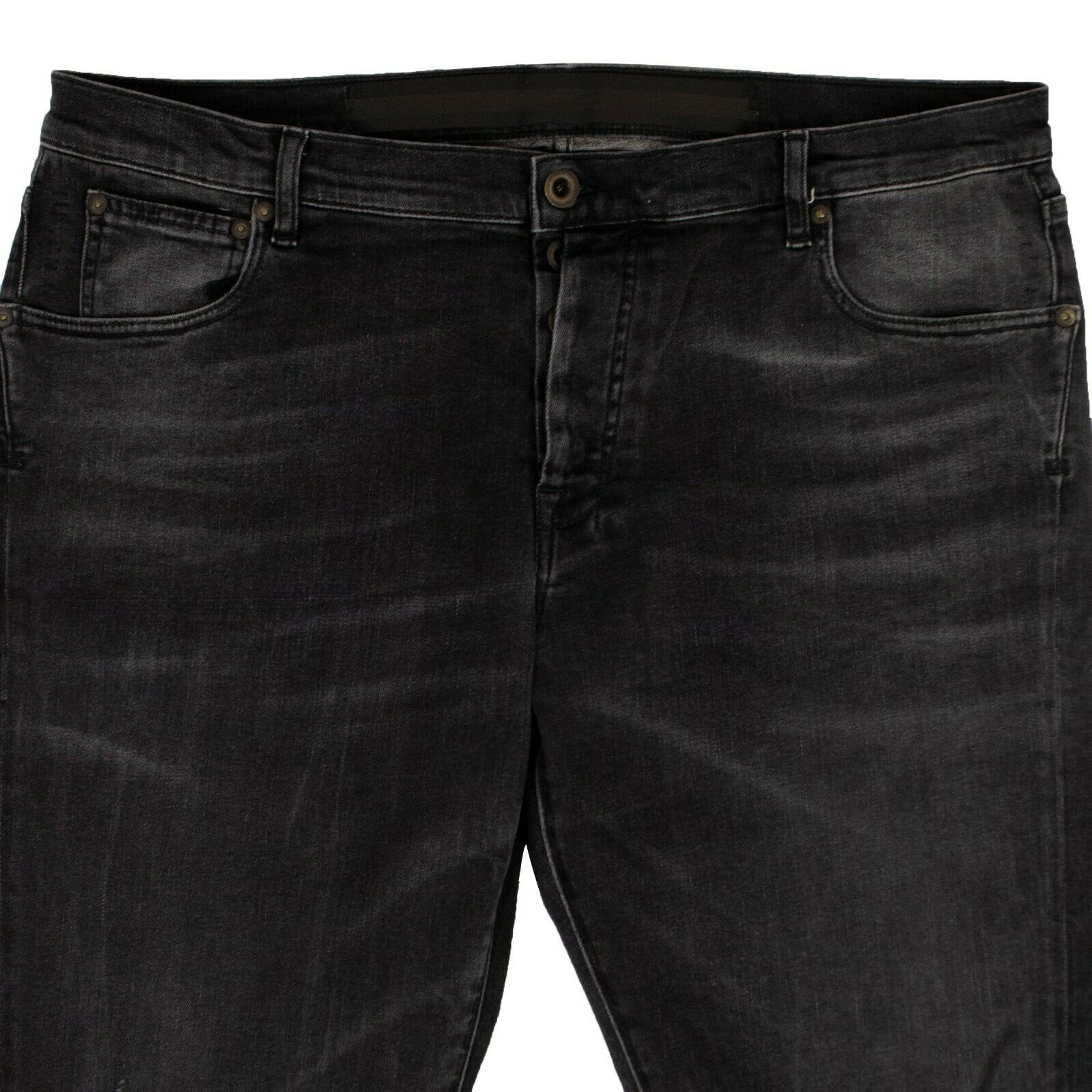 Alternate View 2 of Men's Black Distressed Slim Fit Jeans